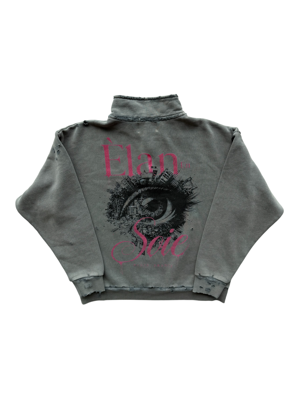 Story Eye Distressed Quarter Zip Grey