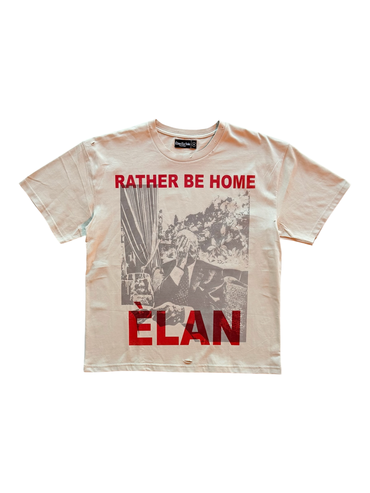 Rather Be Home Distressed Tee Cream