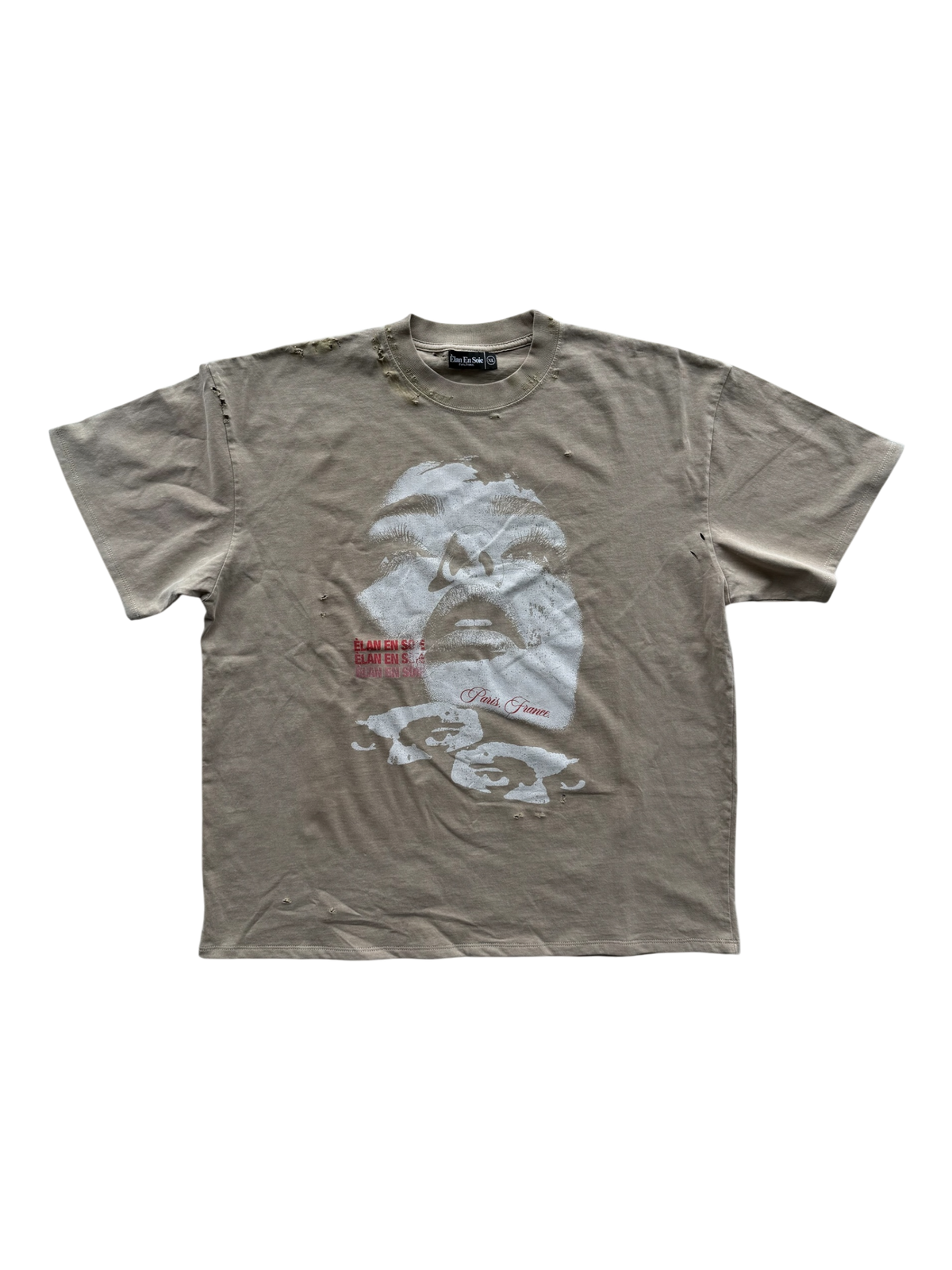 Sara Distressed Tee Beige