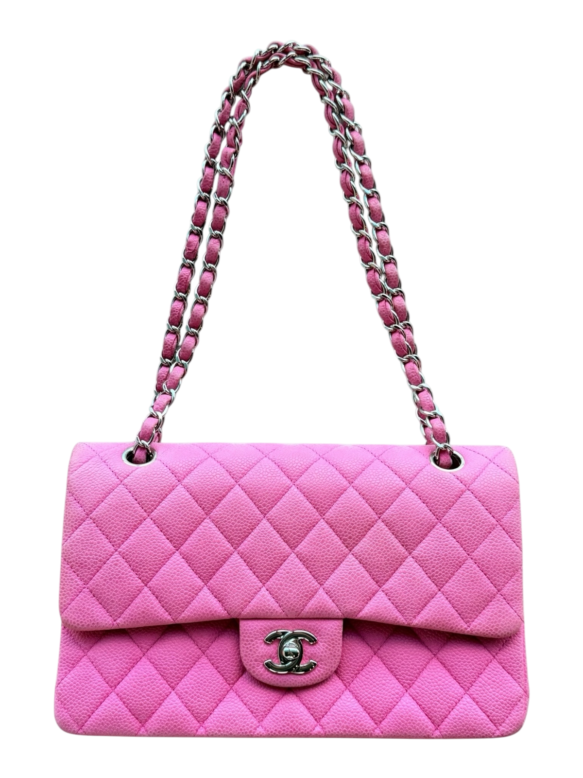 Pink Caviar Quilted Medium Flap Bag