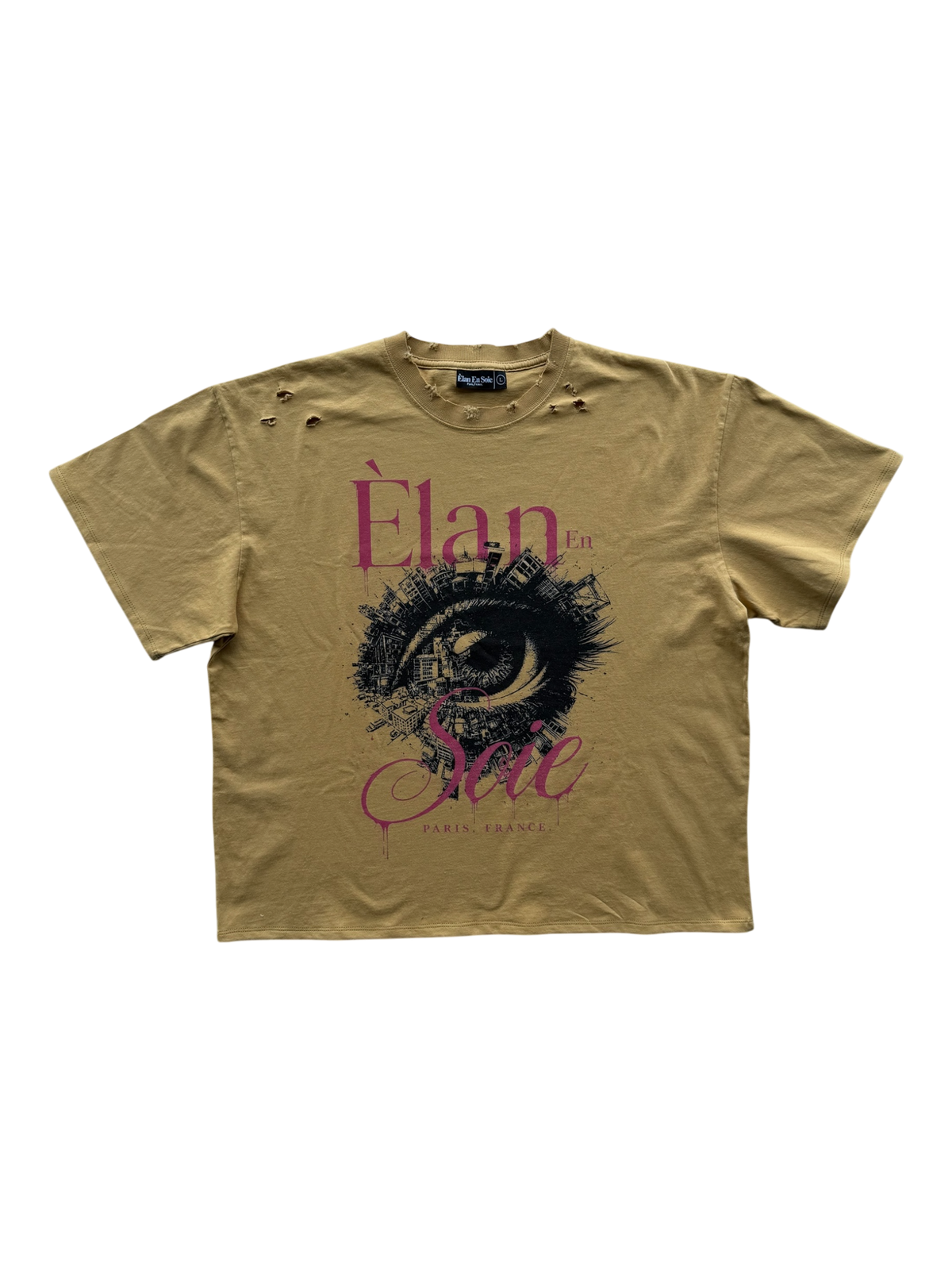 Story Eye Distressed Tee Yellow