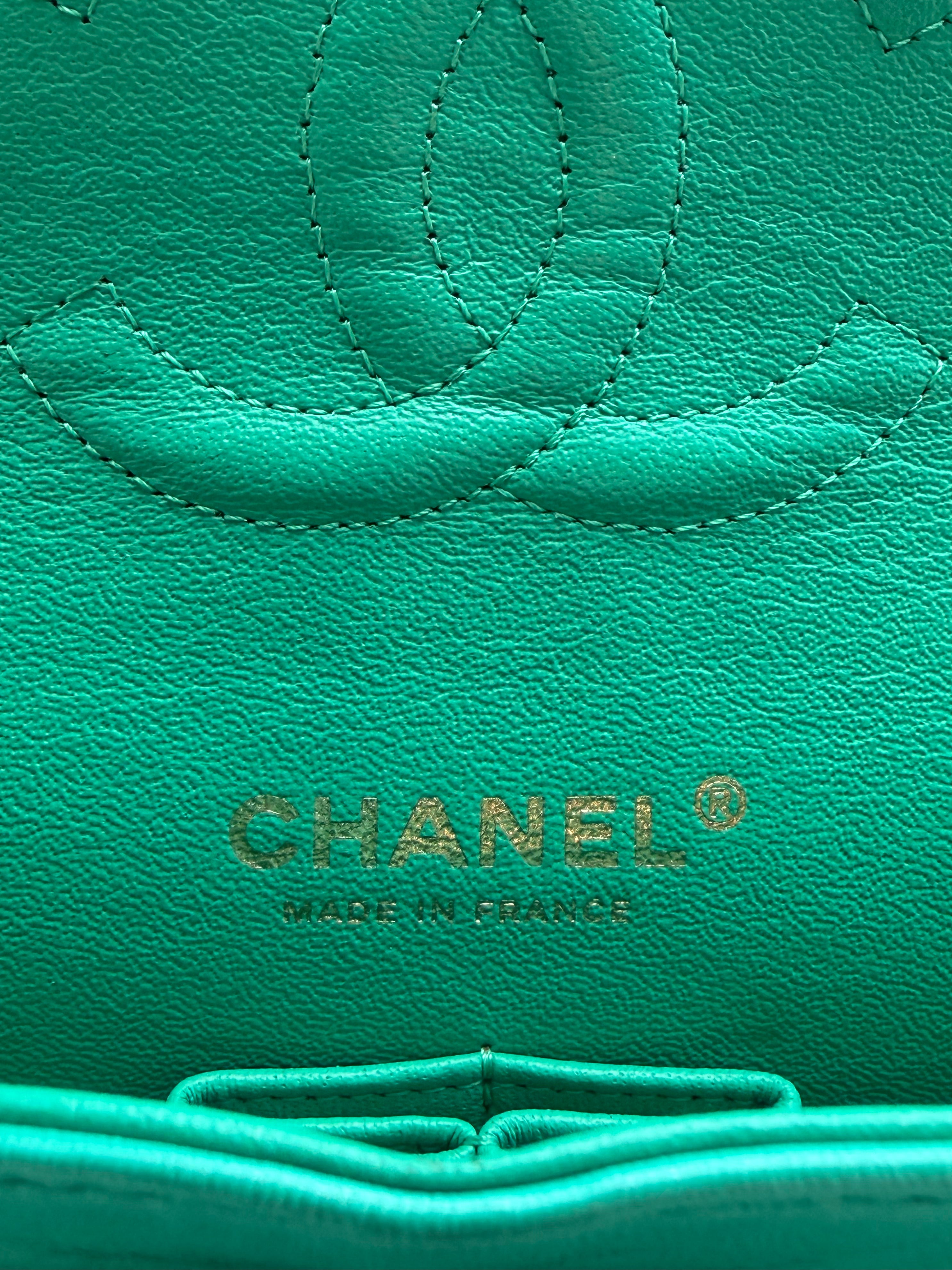 Green Quilted Lambskin Medium Flap Bag