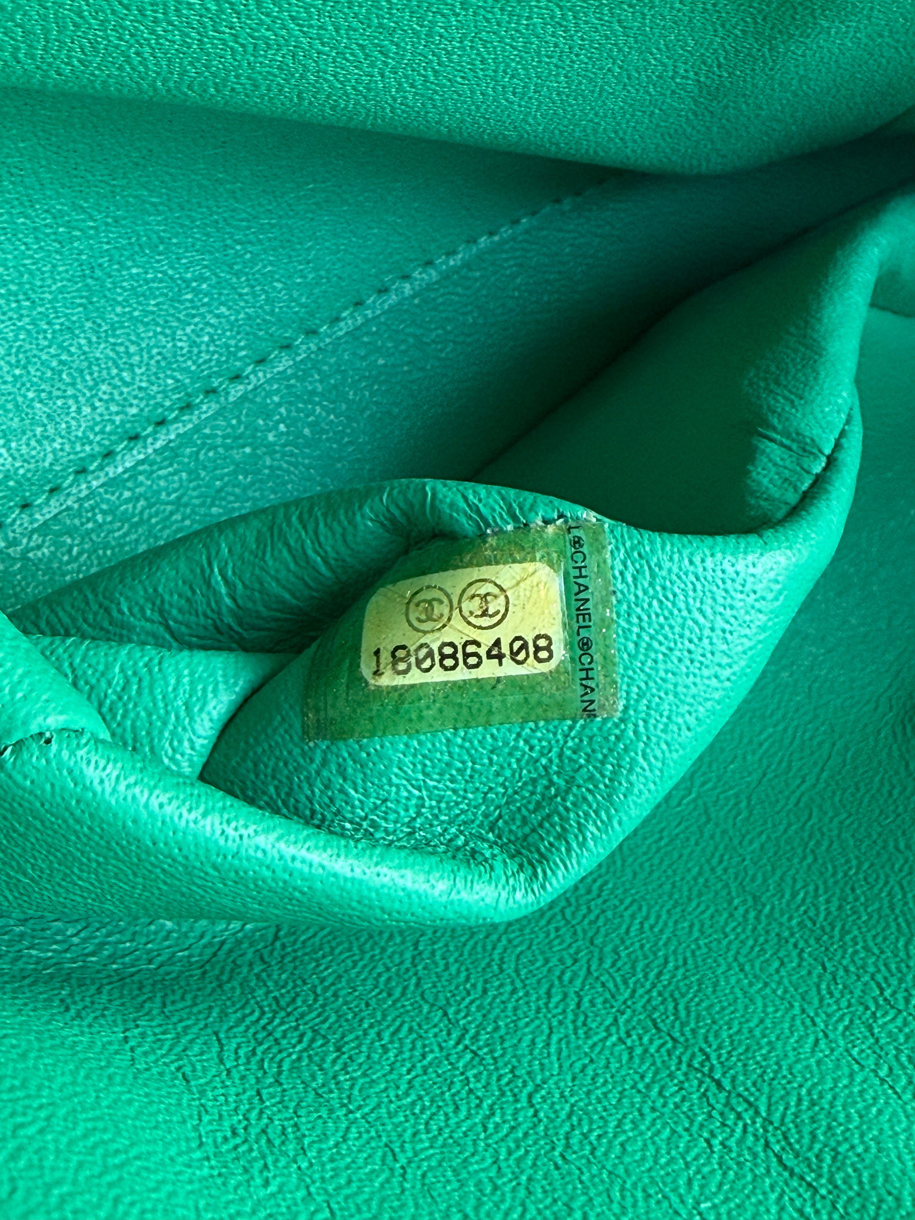 Green Quilted Lambskin Medium Flap Bag