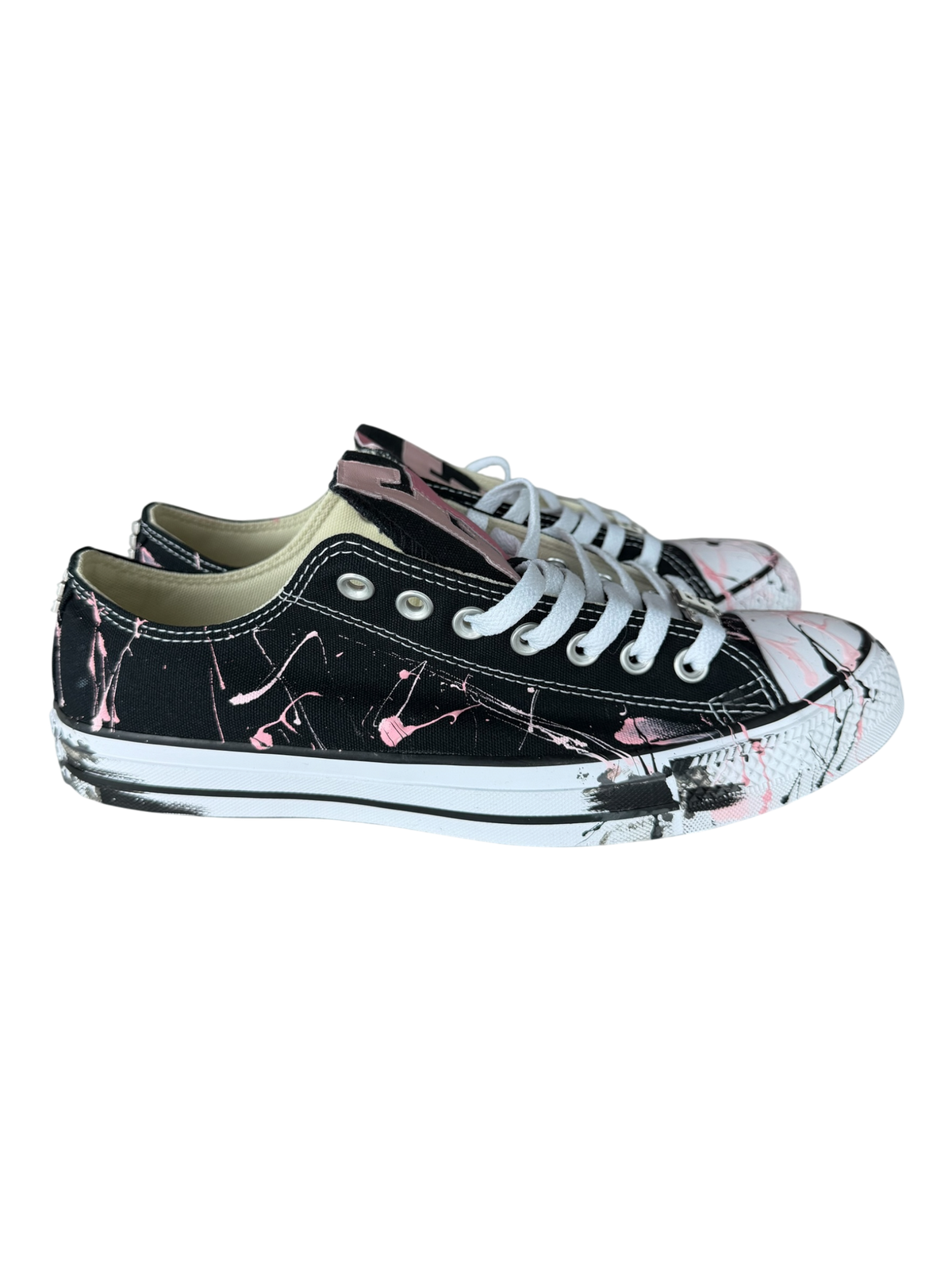 Paint Splatter Pink Leather Patch Chuck Low