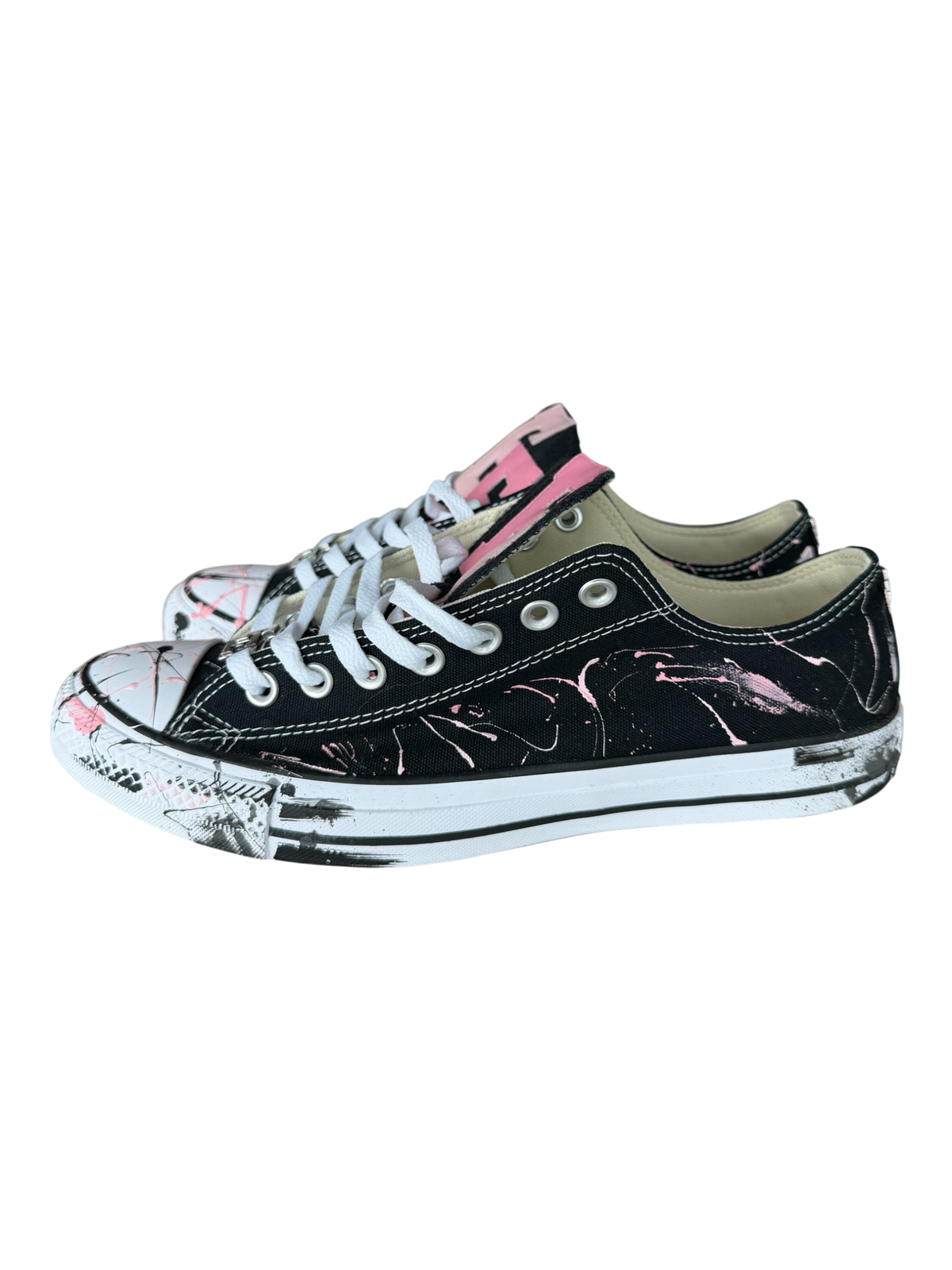 Paint Splatter Pink Leather Patch Chuck Low
