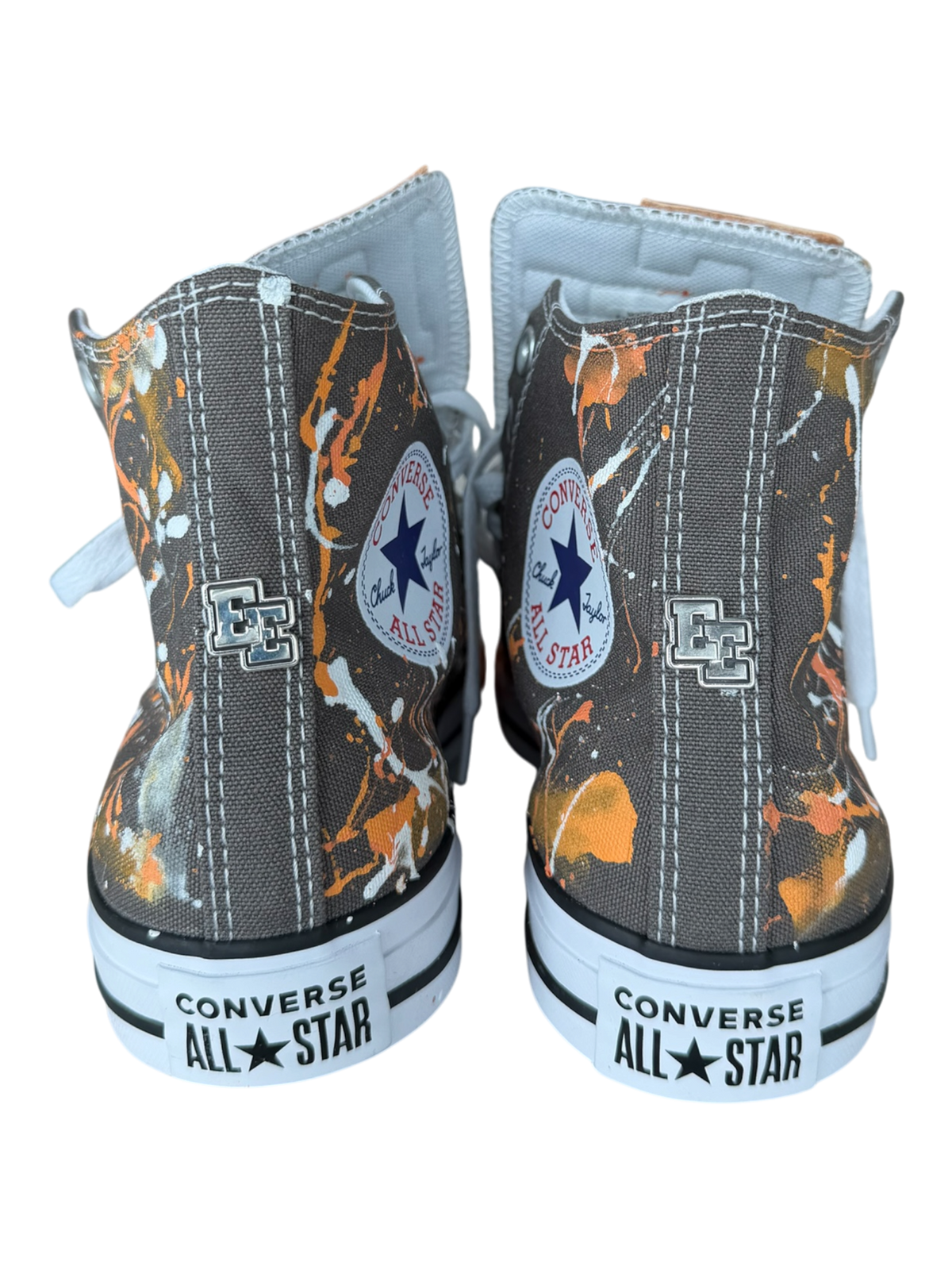 Grey Paint Splatter Orange Leather Patch Chuck