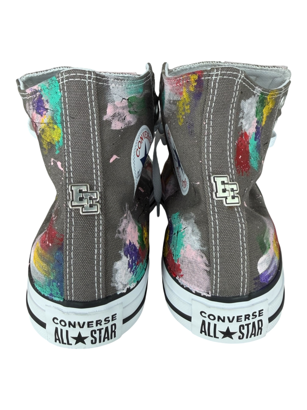 Grey Paint Splatter Pink Leather Patch Chuck