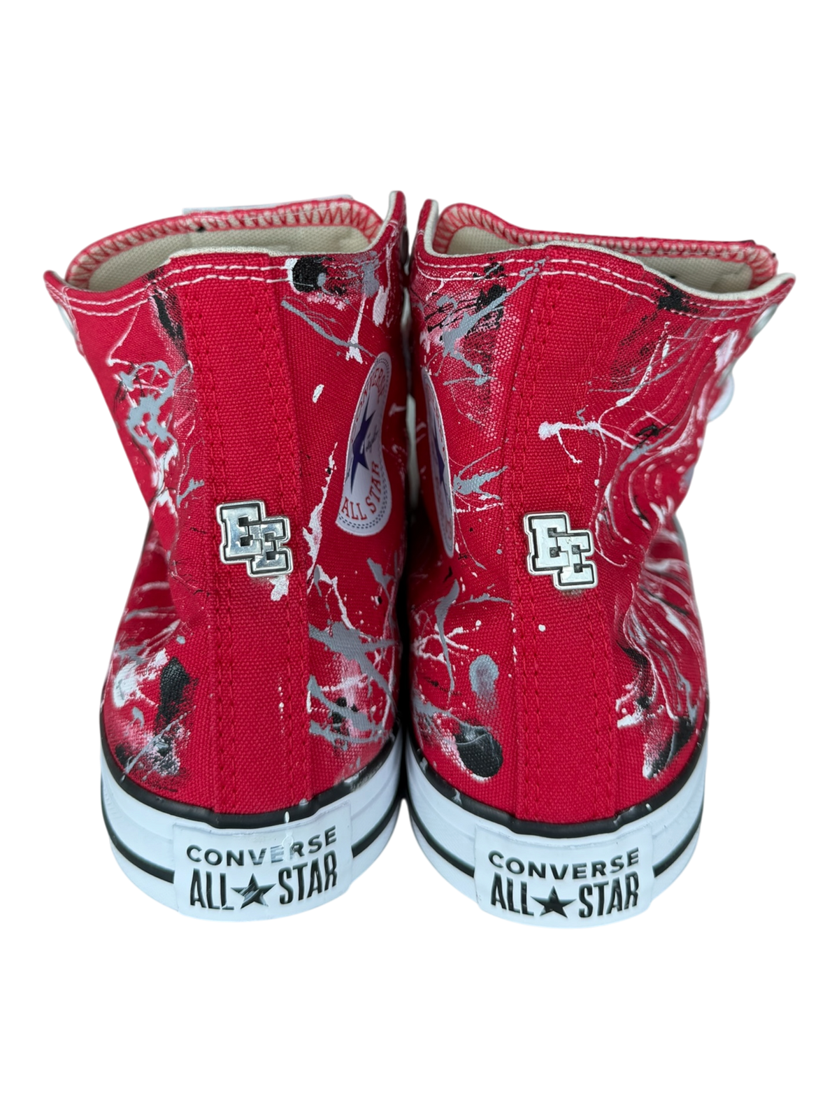 Red Paint Splatter Black/White Leather Patch Chuck