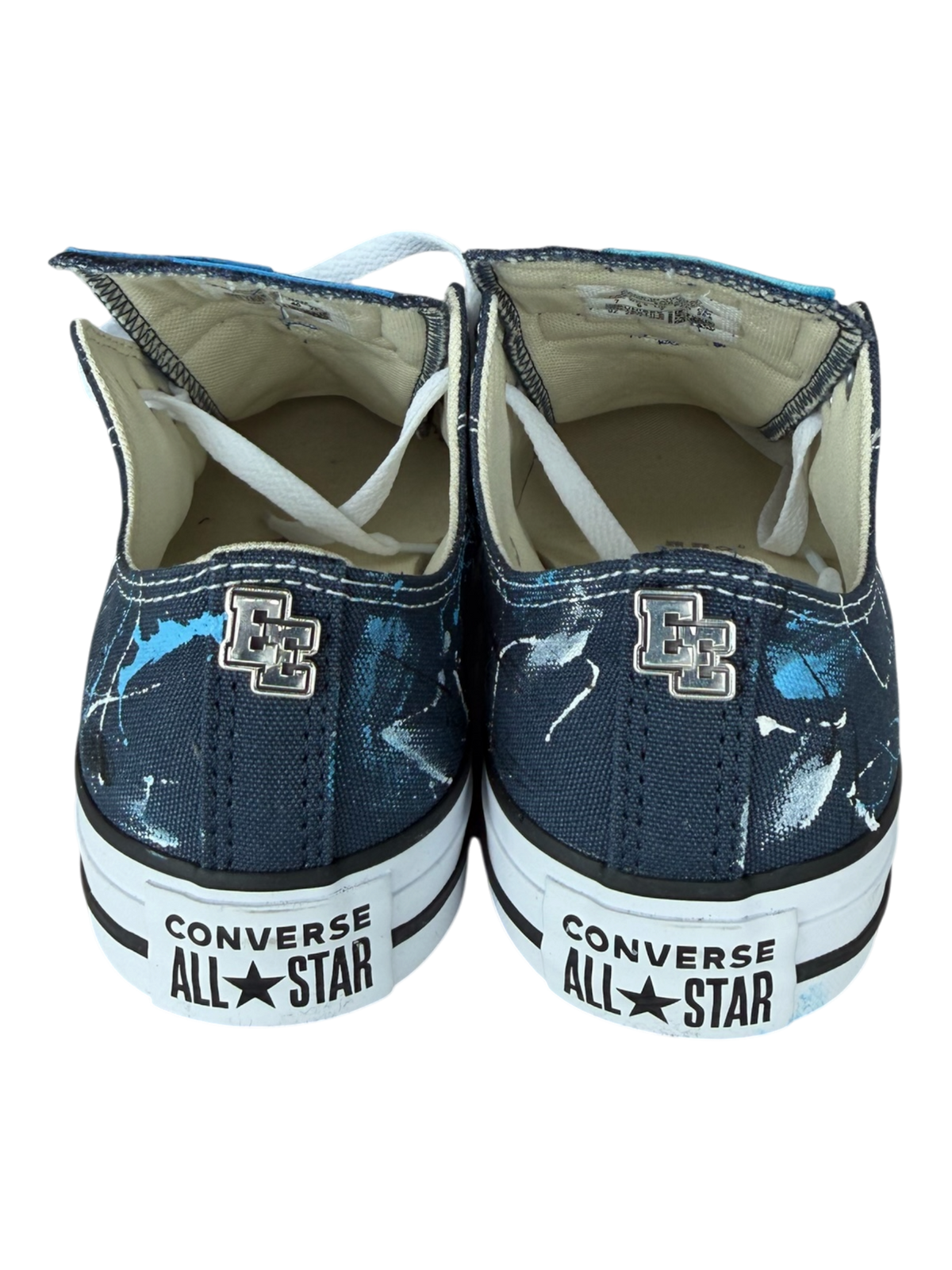 Black Paint Splatter Blue Leather Patch Chuck Low