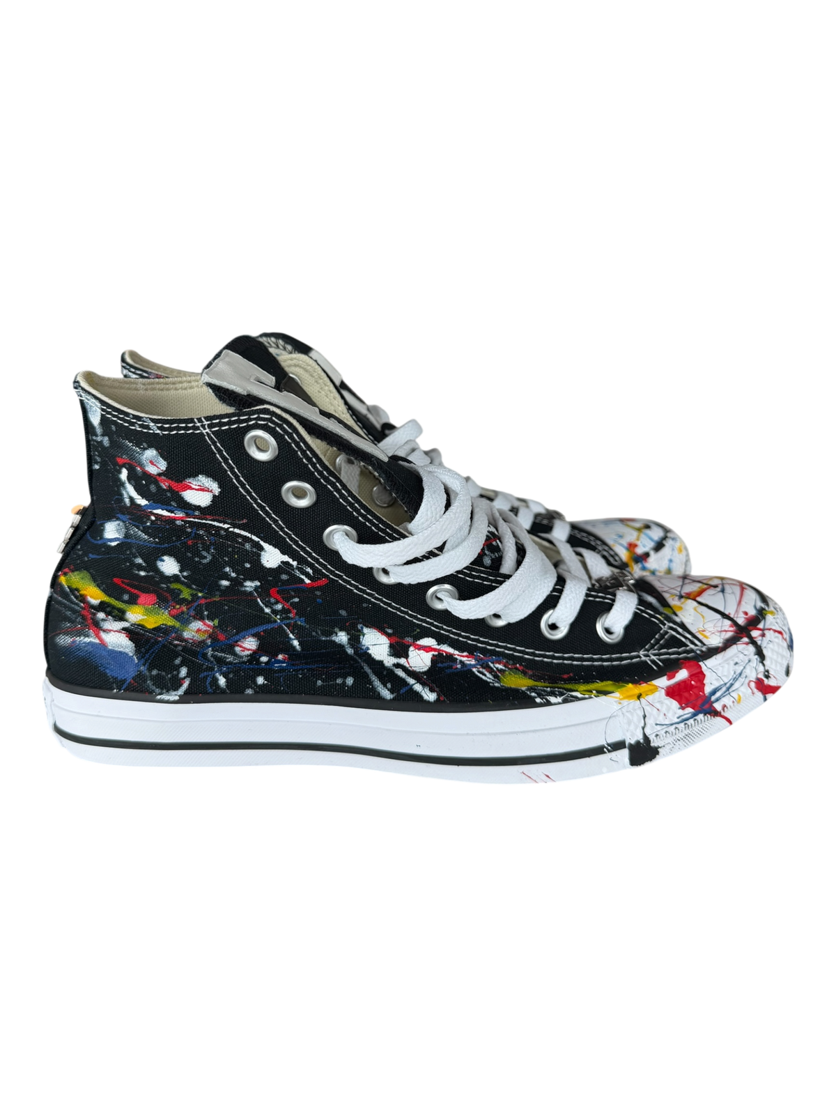 Black Paint Splatter White/Black Leather Patch Chuck