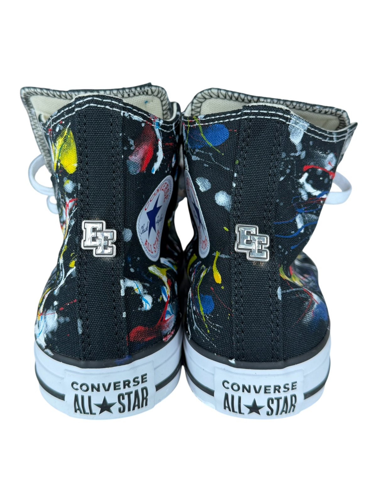 Black Paint Splatter White/Black Leather Patch Chuck