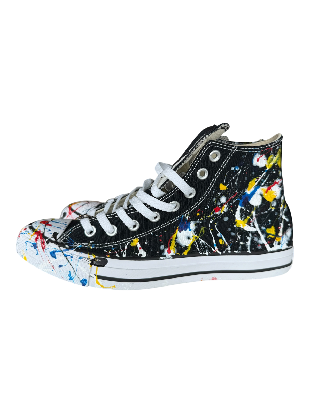 Black Paint Splatter White/Black Leather Patch Chuck