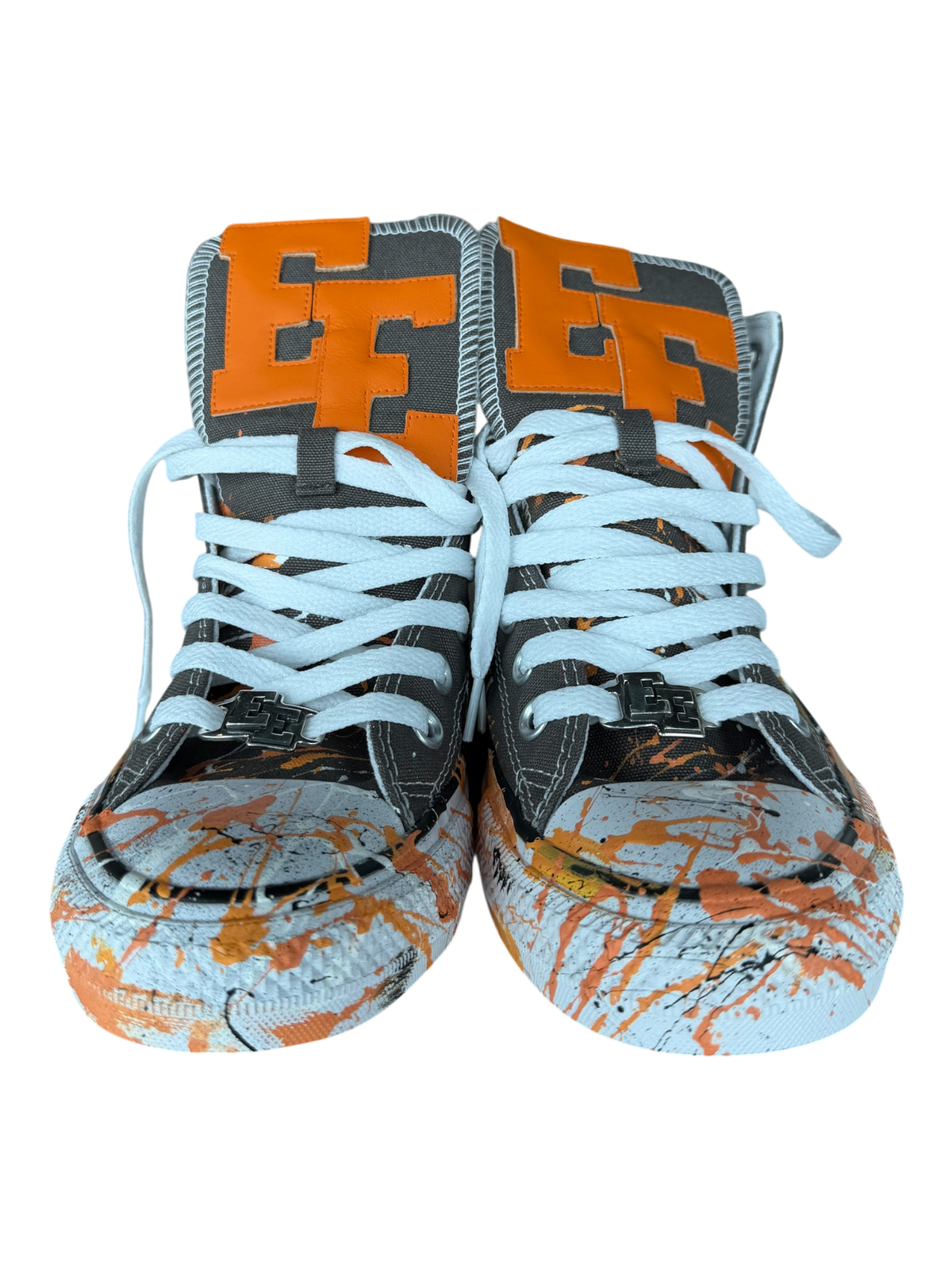 Grey Paint Splatter Orange Leather Patch Chuck