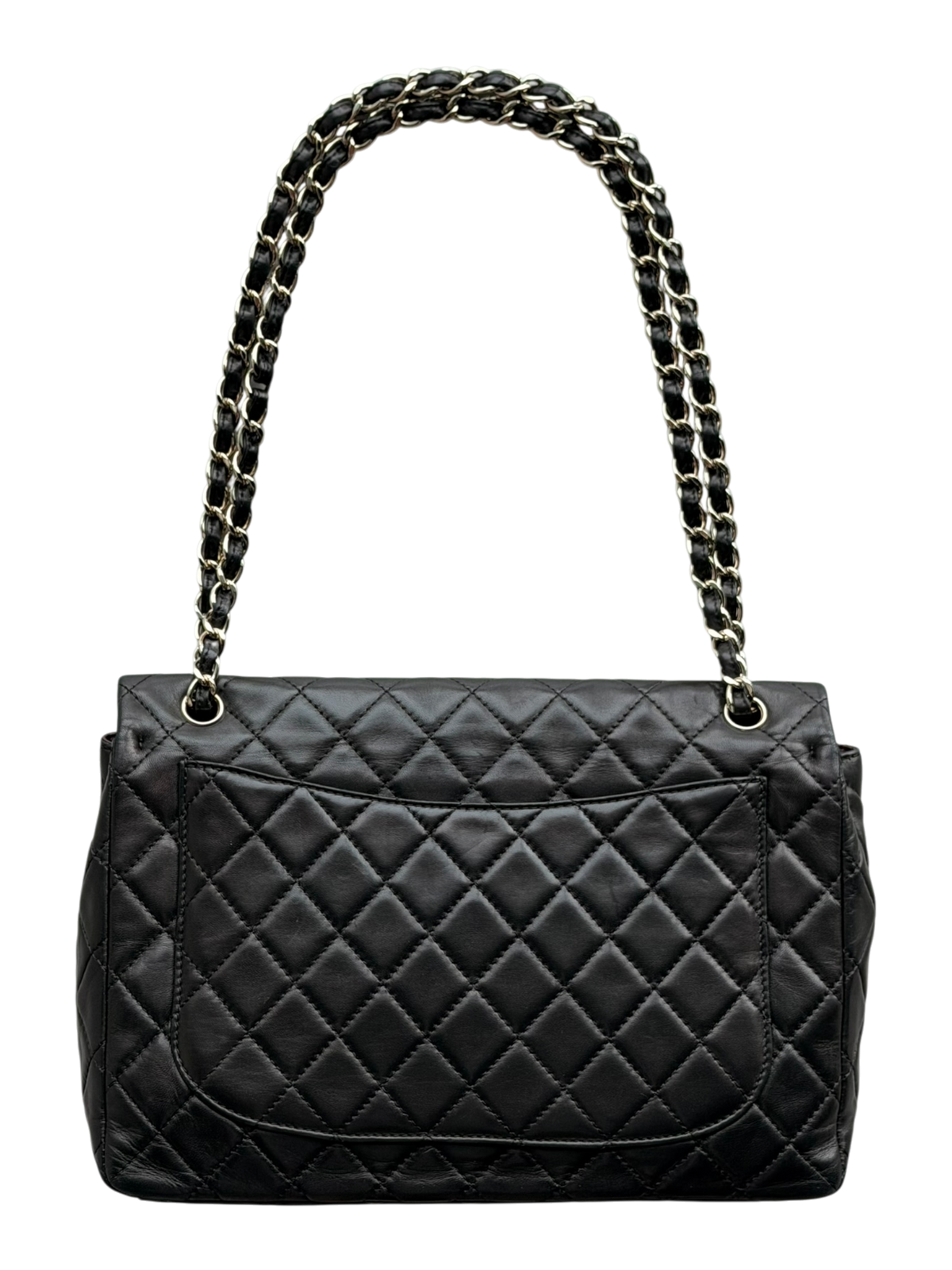 Black Quilted Lambskin Maxi Flap Bag