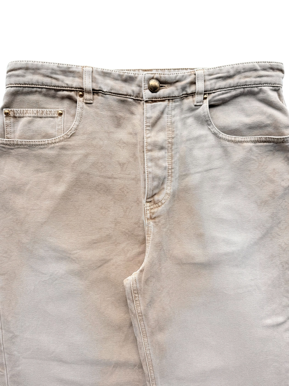 Monogram Faded Denim Jeans Beige