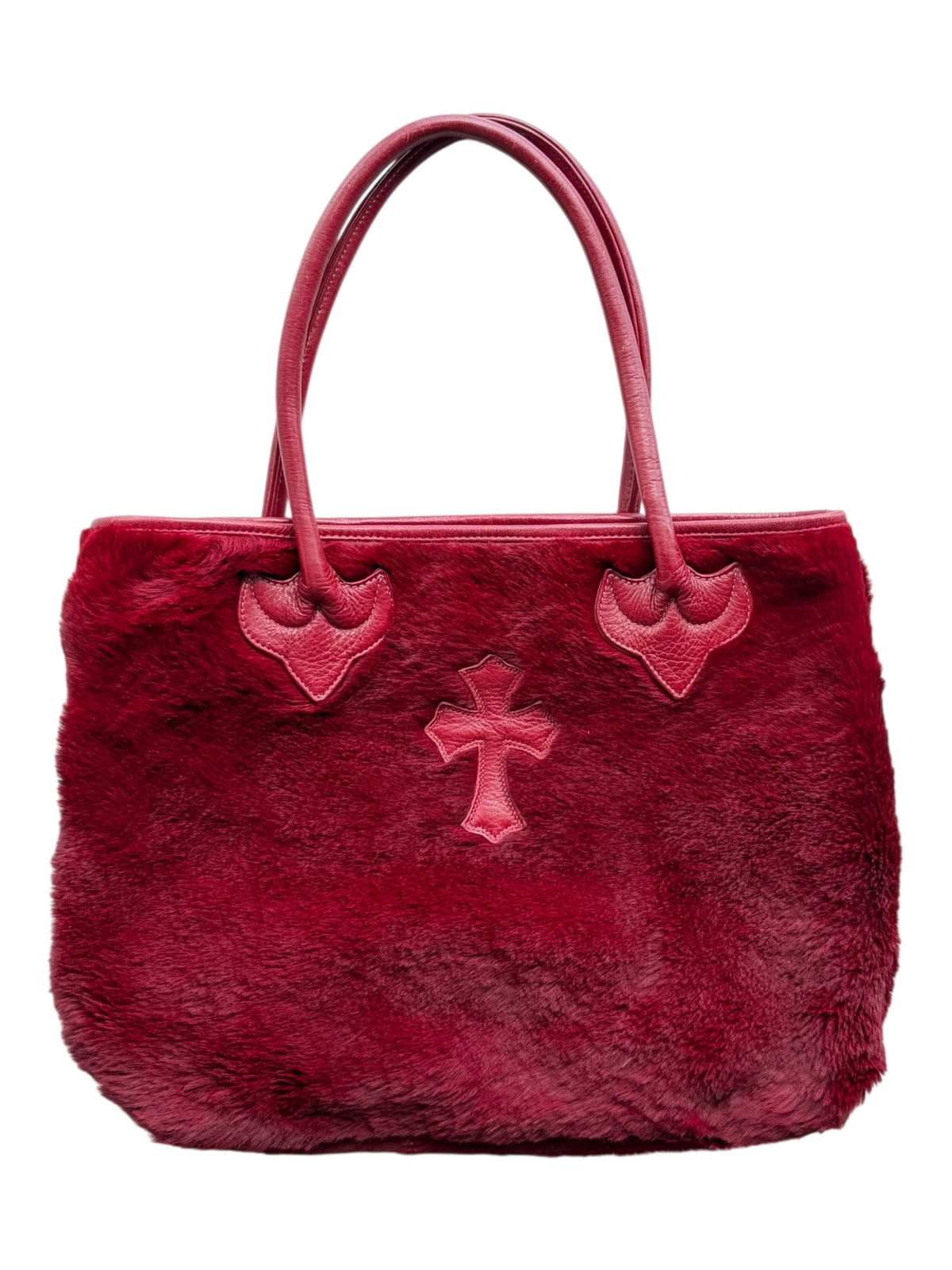 Red Sherling Patch Tote Bag
