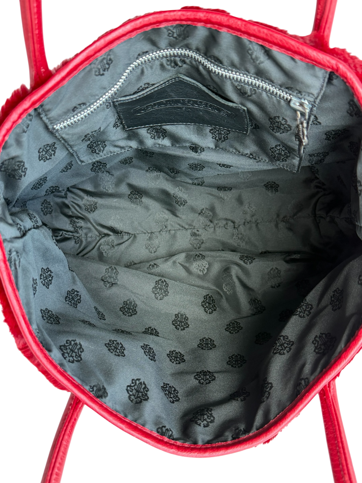 Red Sherling Patch Tote Bag