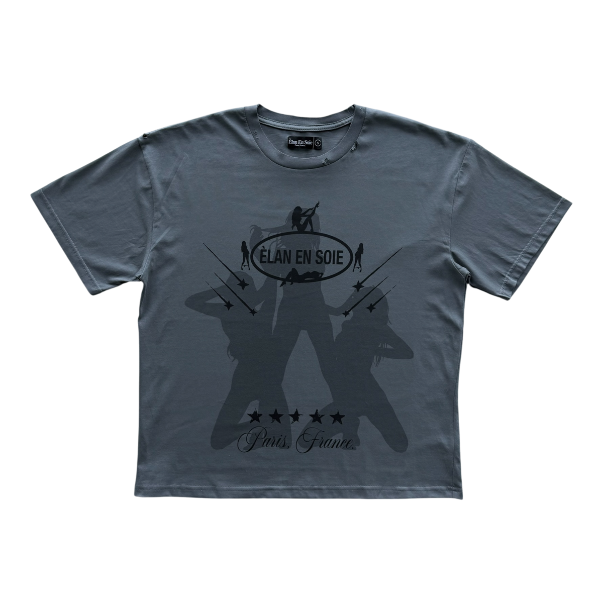 Five Star Distressed Tee Dark Grey