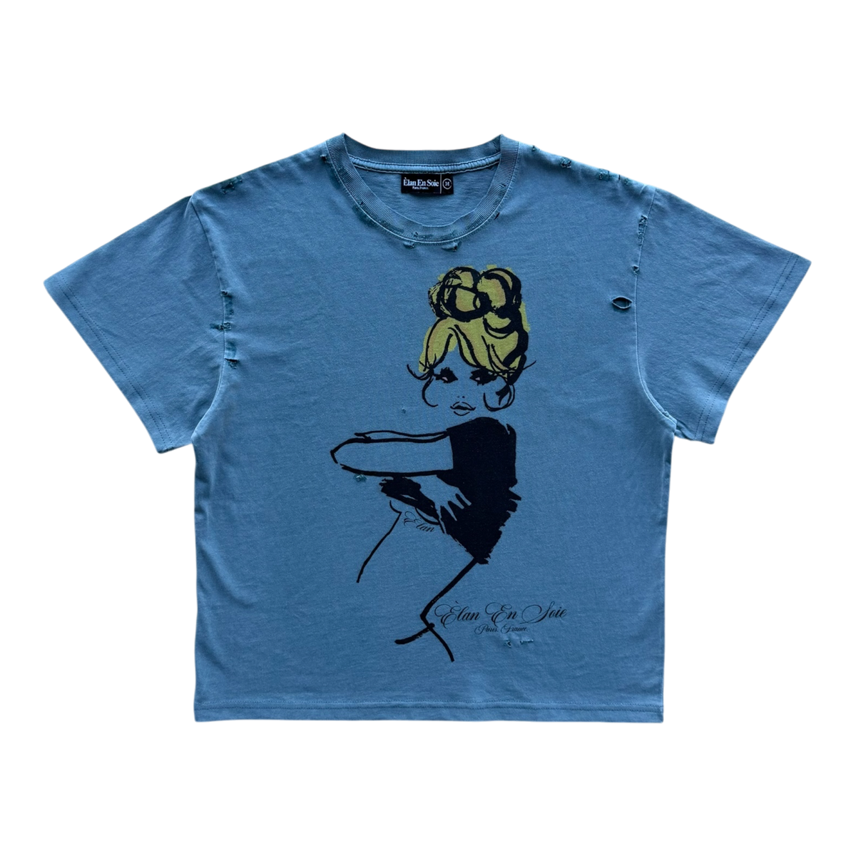 Model Distressed Tee Blue