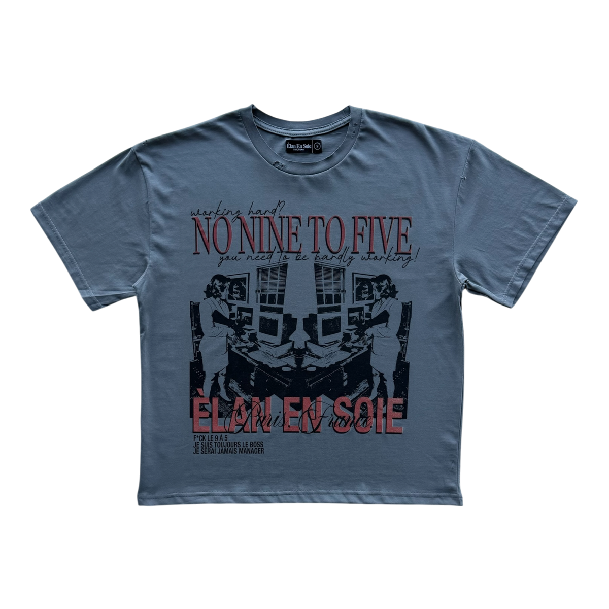 Nine to Five Distressed Tee Dark Grey
