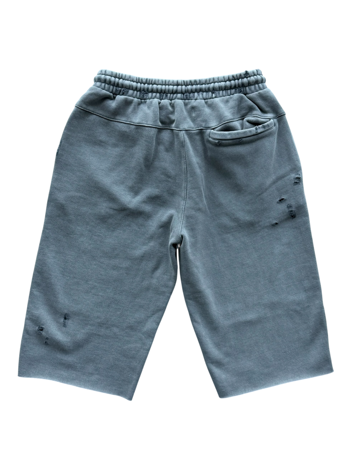 Red & Grey Croc Patch Distressed 3/4 Sweat Shorts Grey
