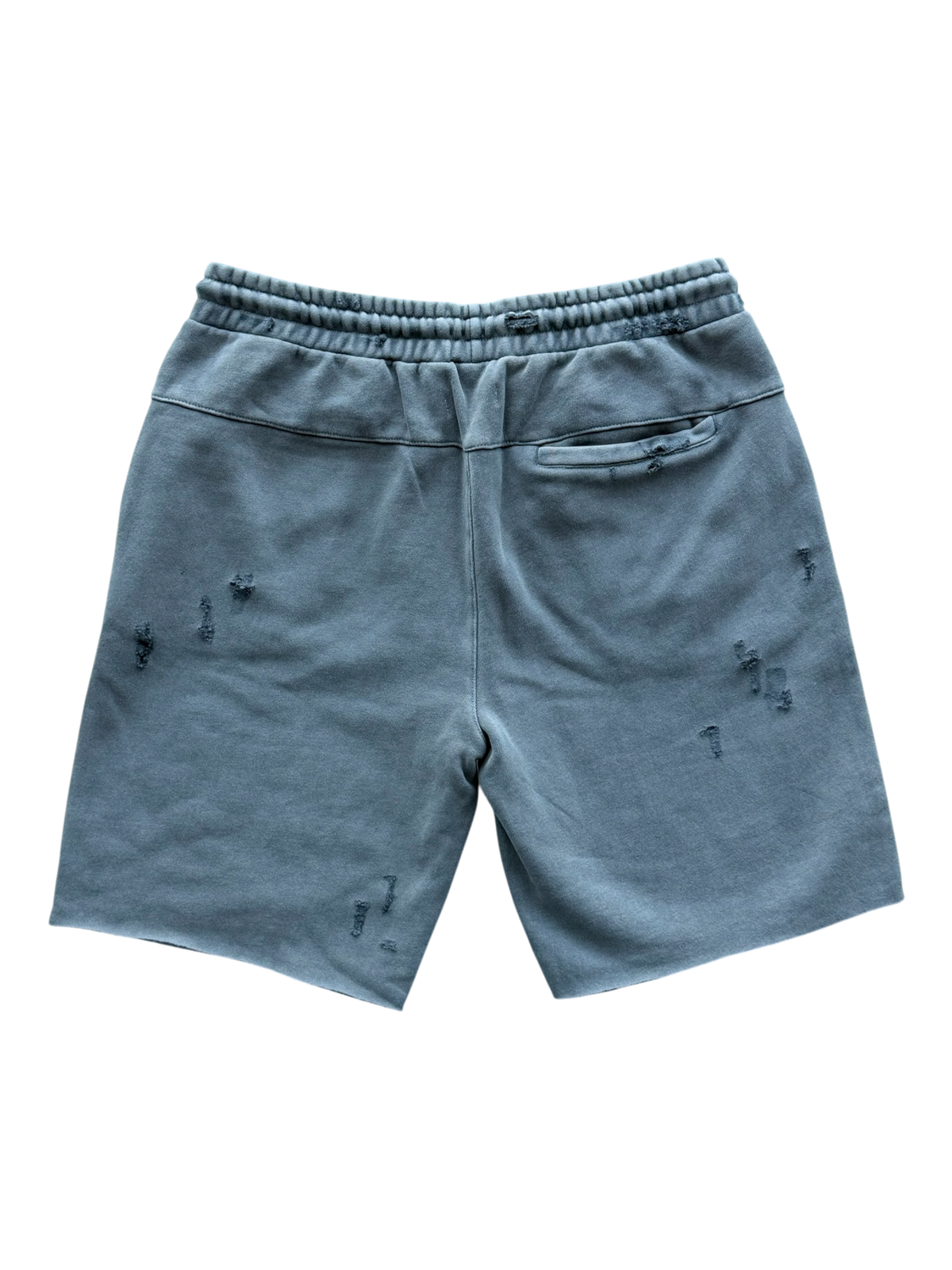 Navy & White Croc Patch Distressed Sweat Shorts Grey