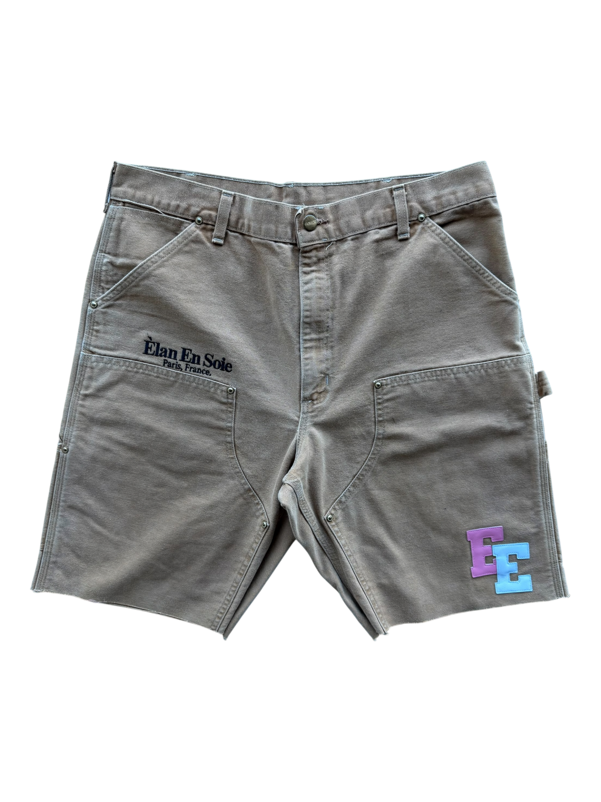 Pink Blue Patch Tan Carpenter Short