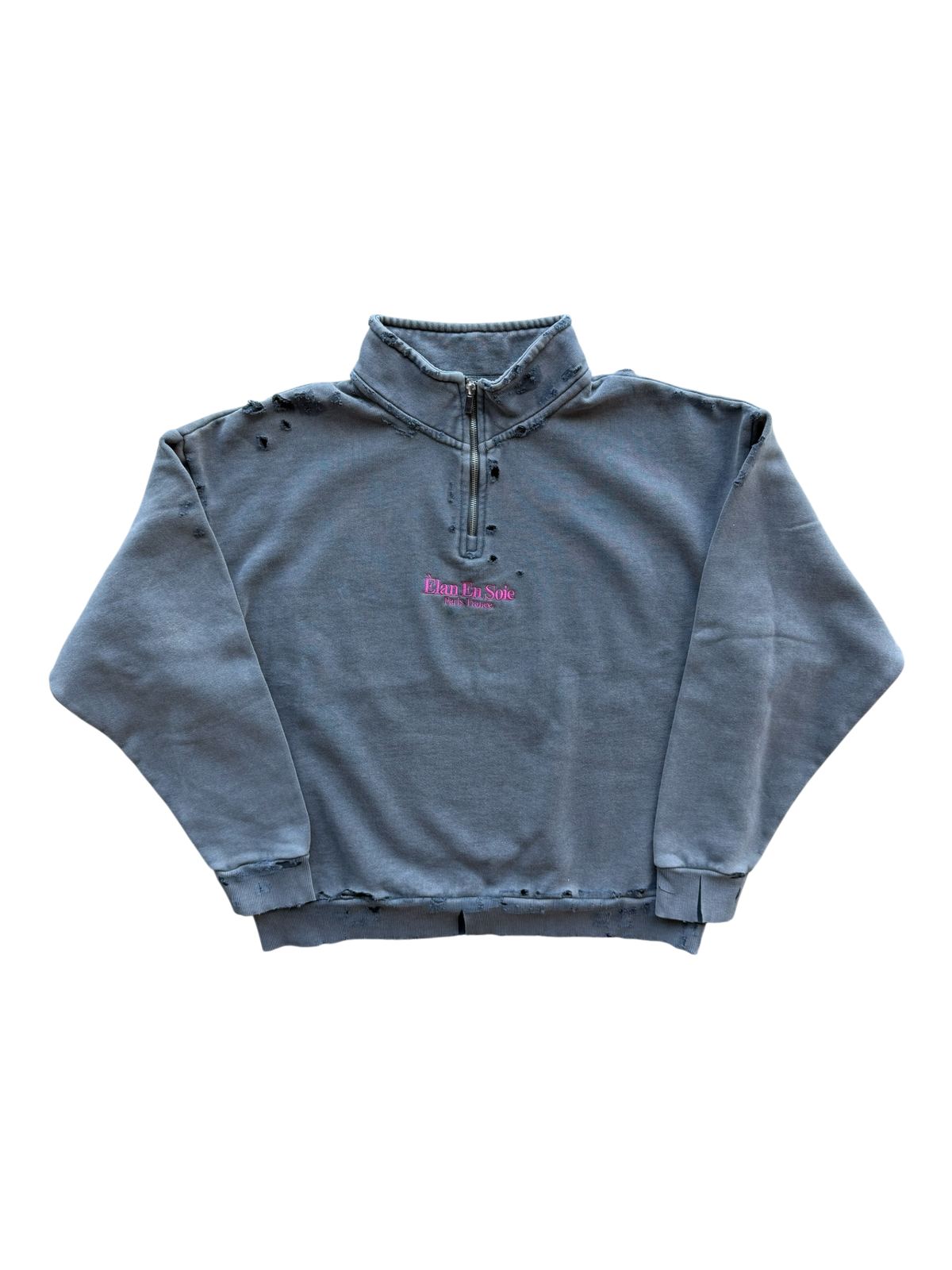 Bulldog Distressed Quarter Zip Grey