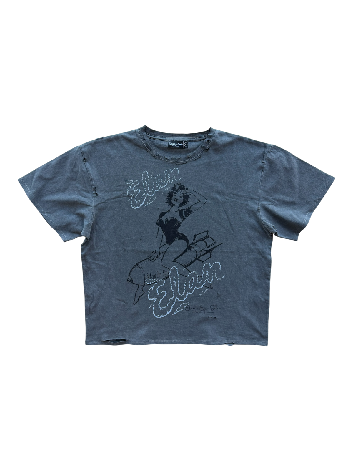 Rocket Girl Distressed Tee Grey