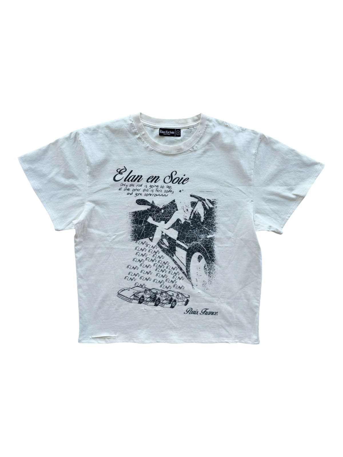 Sugar Distressed Tee Cream