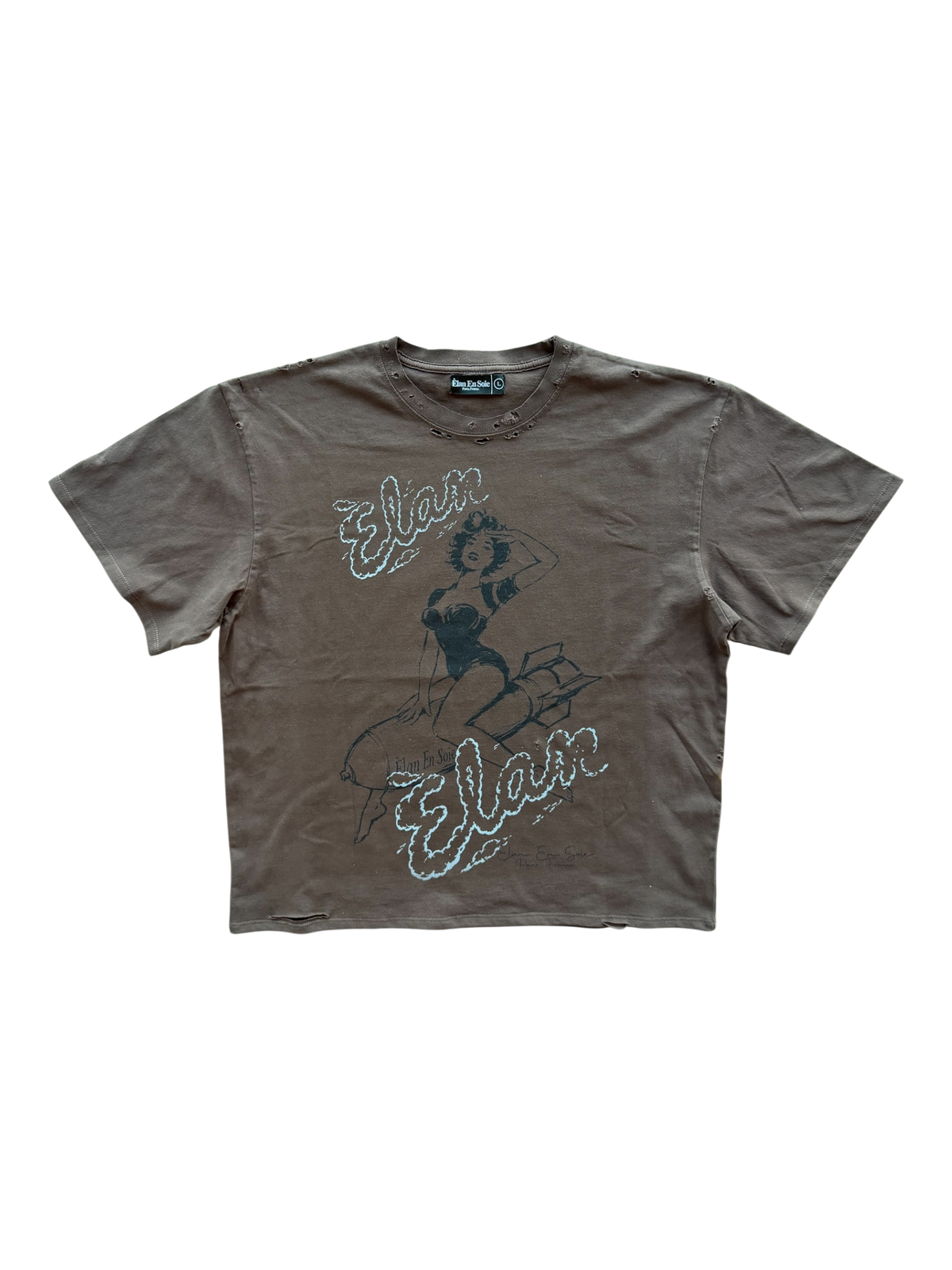 Rocket Girl Distressed Tee Brown