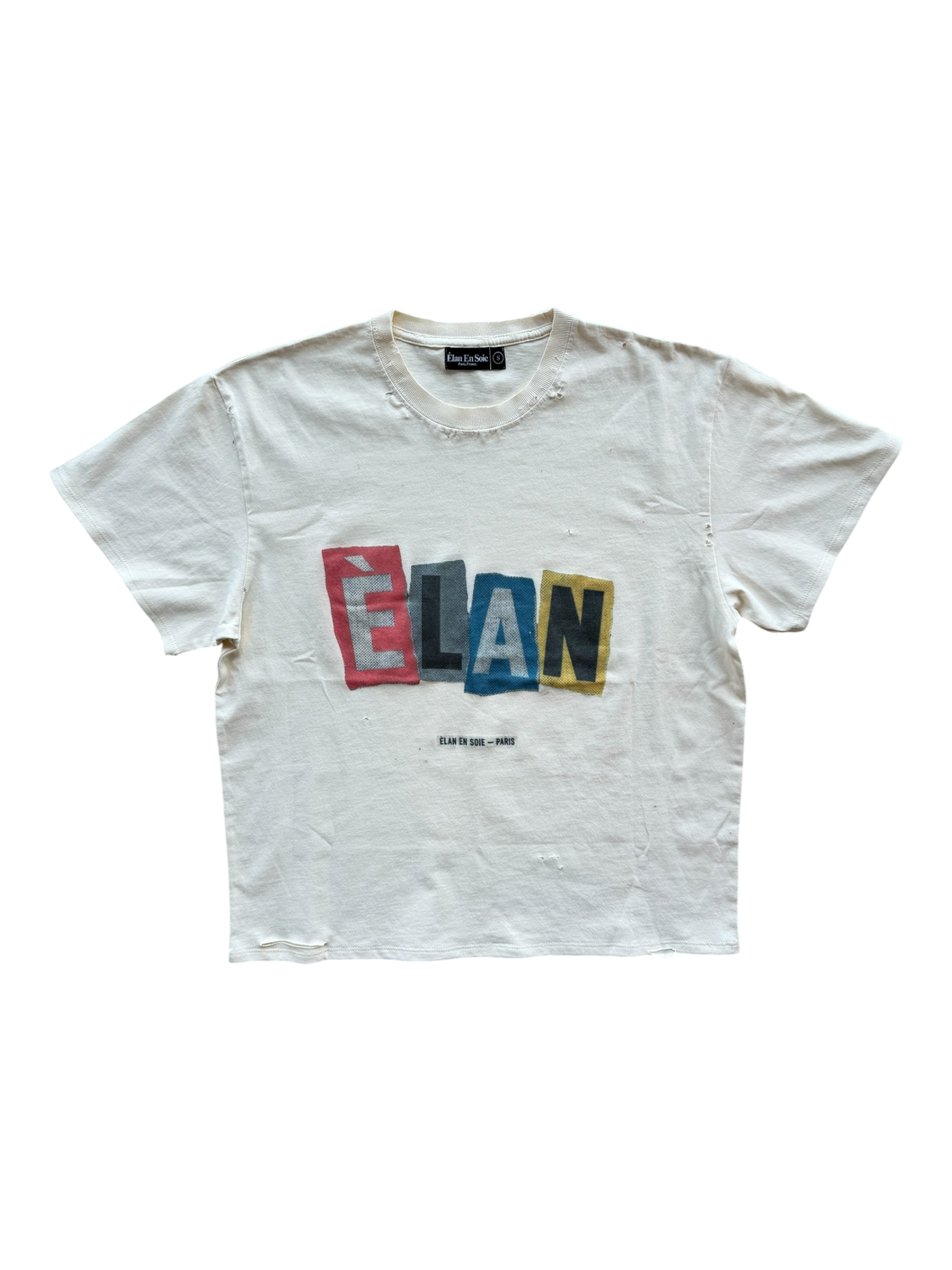 Collage Distressed Tee Cream