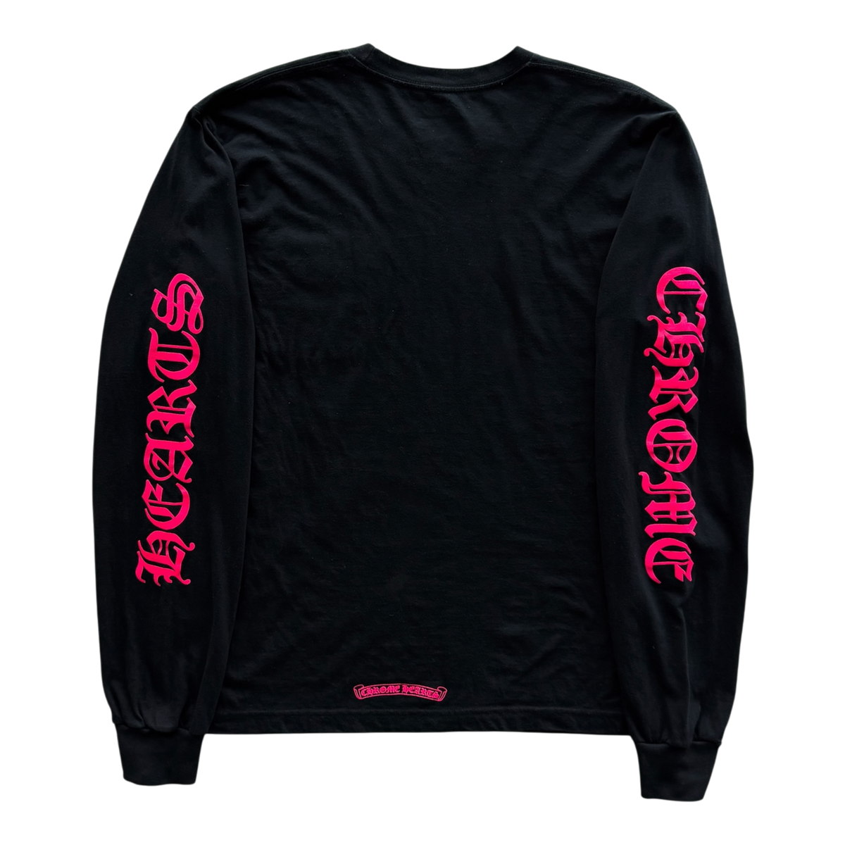 Pink Pocket Neck Logo Long Sleeve Tee