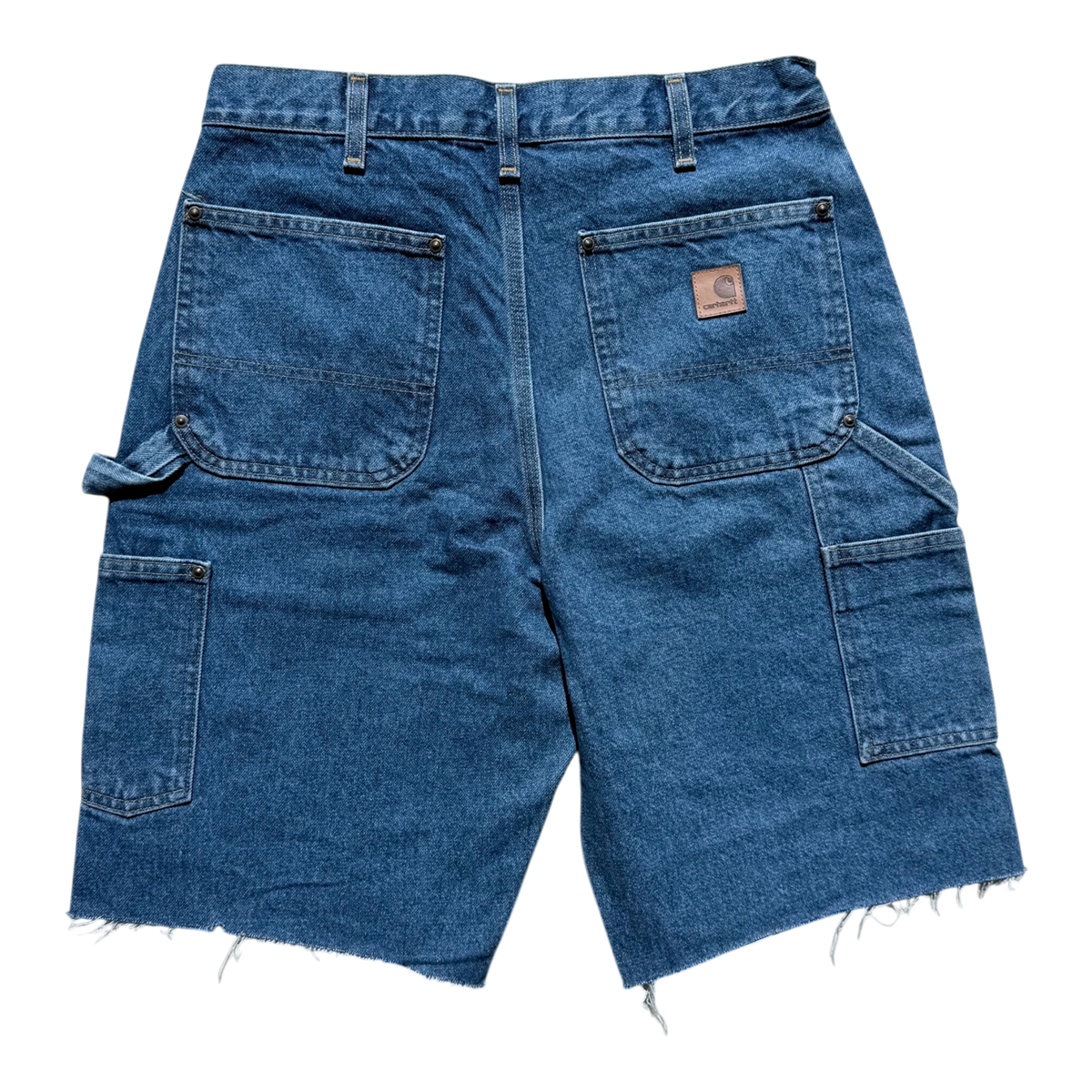 Red Pebbled Patch Indigo Denim Carpenter Short
