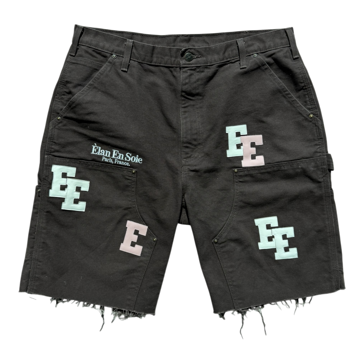 White Pink Patch Brown Carpenter Shorts