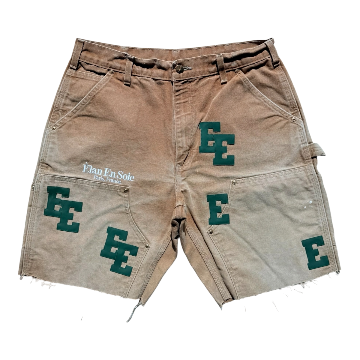 Green Patch Tan Carpenter Shorts