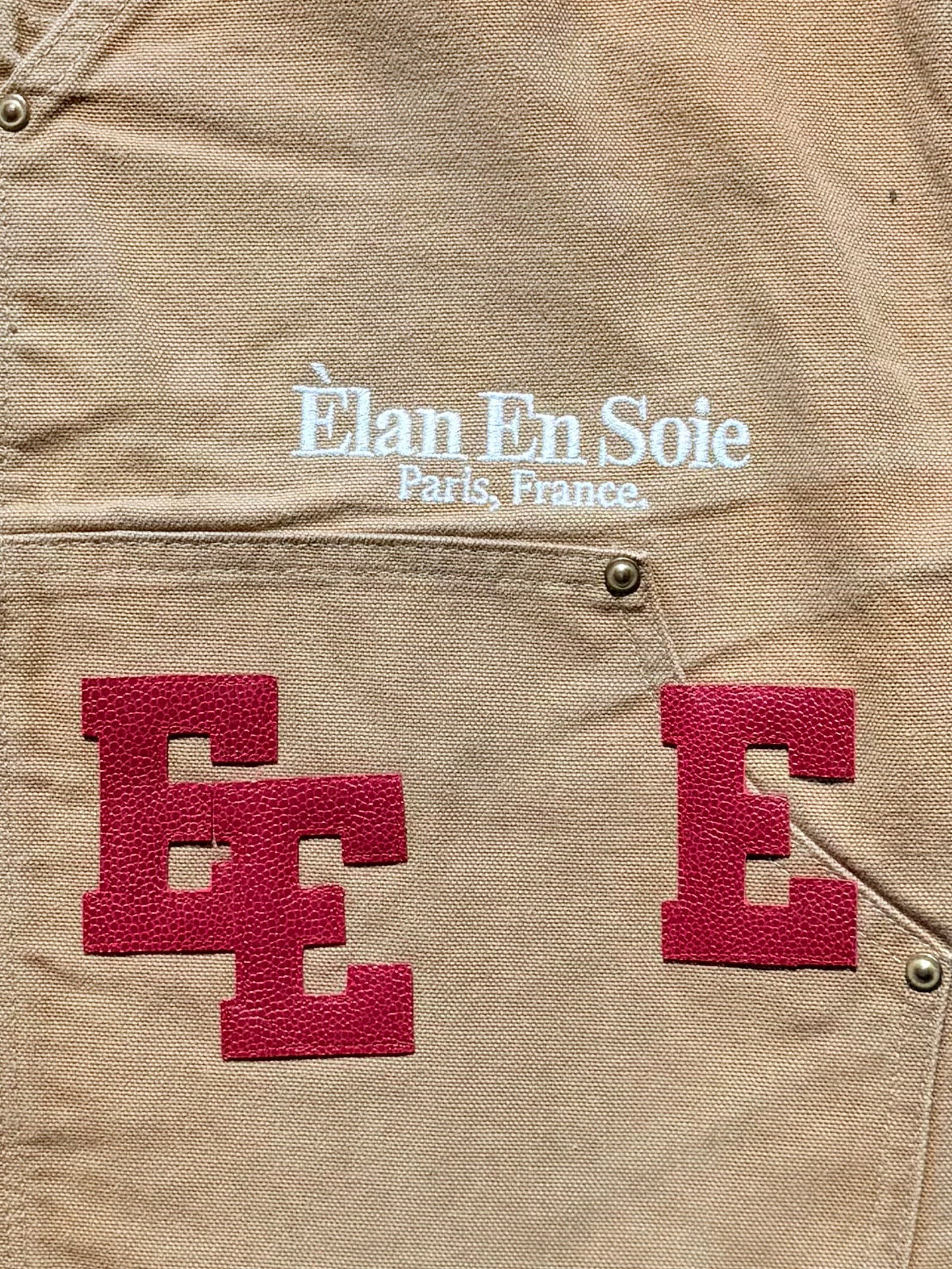 Red Pebbled Patch Tan Carpenter Shorts