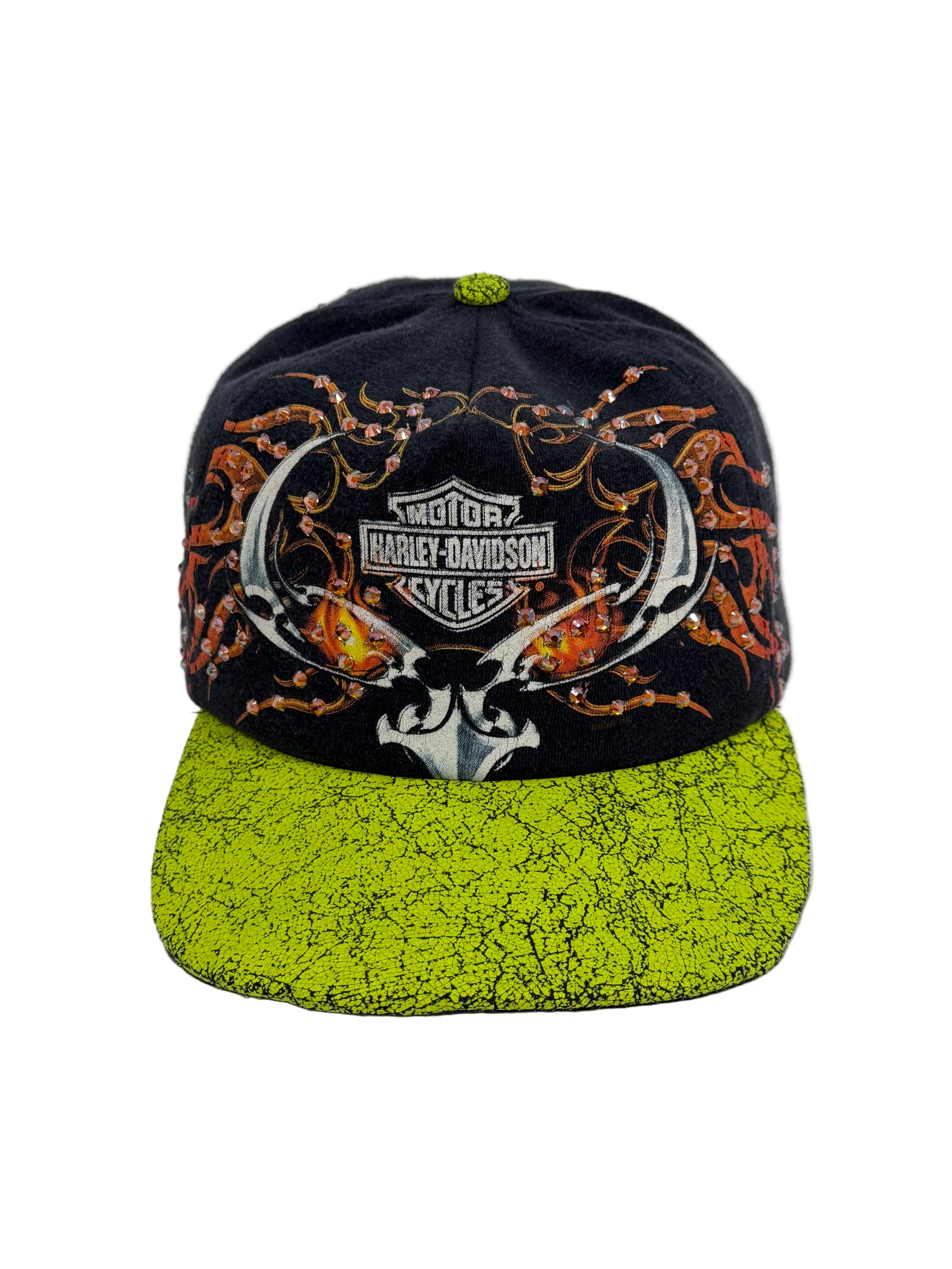 Harley Davidson Pink and black floral baseball cap rhinestone  SnapBack hat Women main image 2