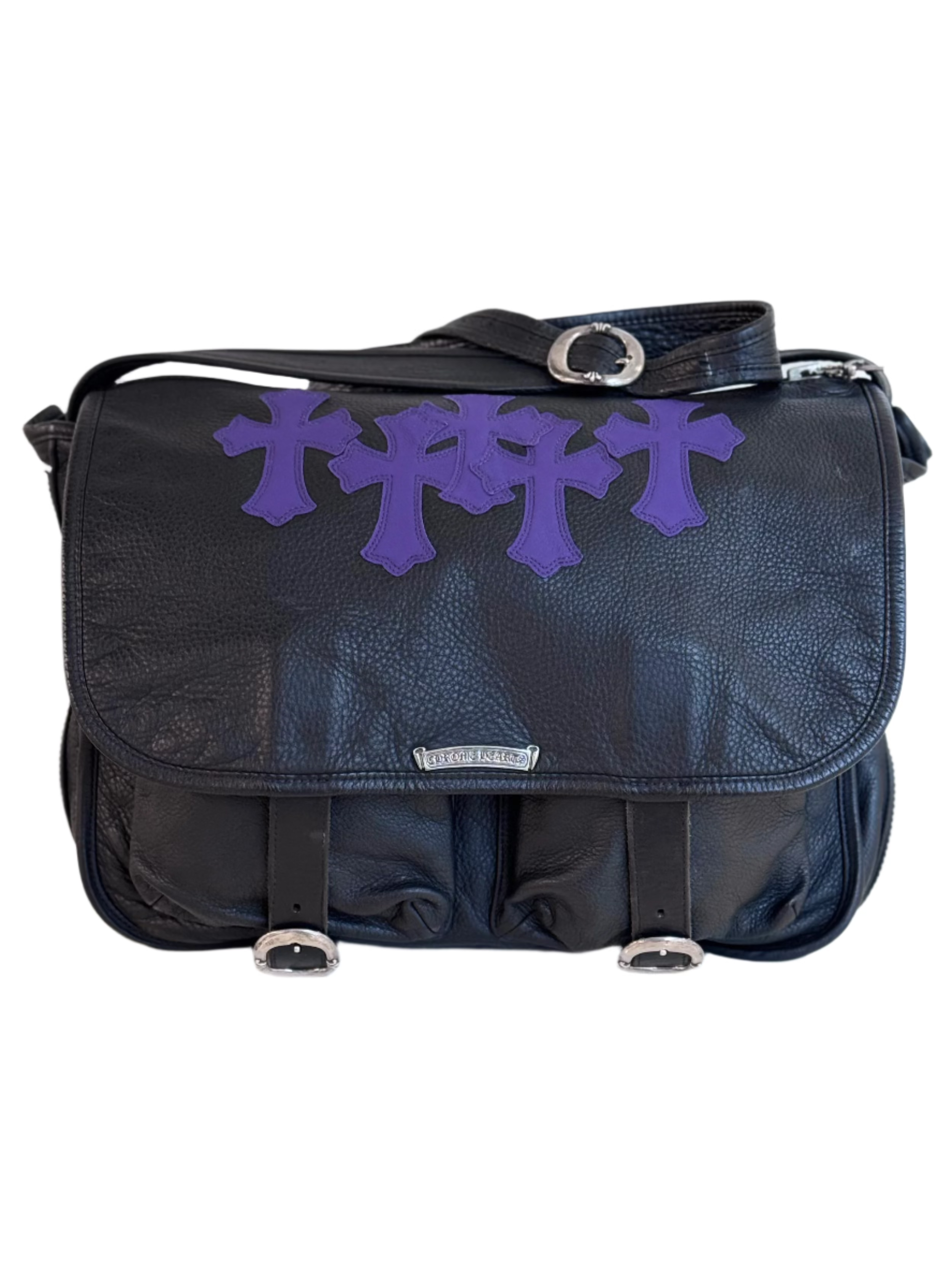 Black & Purple Cross Patch Gunslinger Messenger Bag