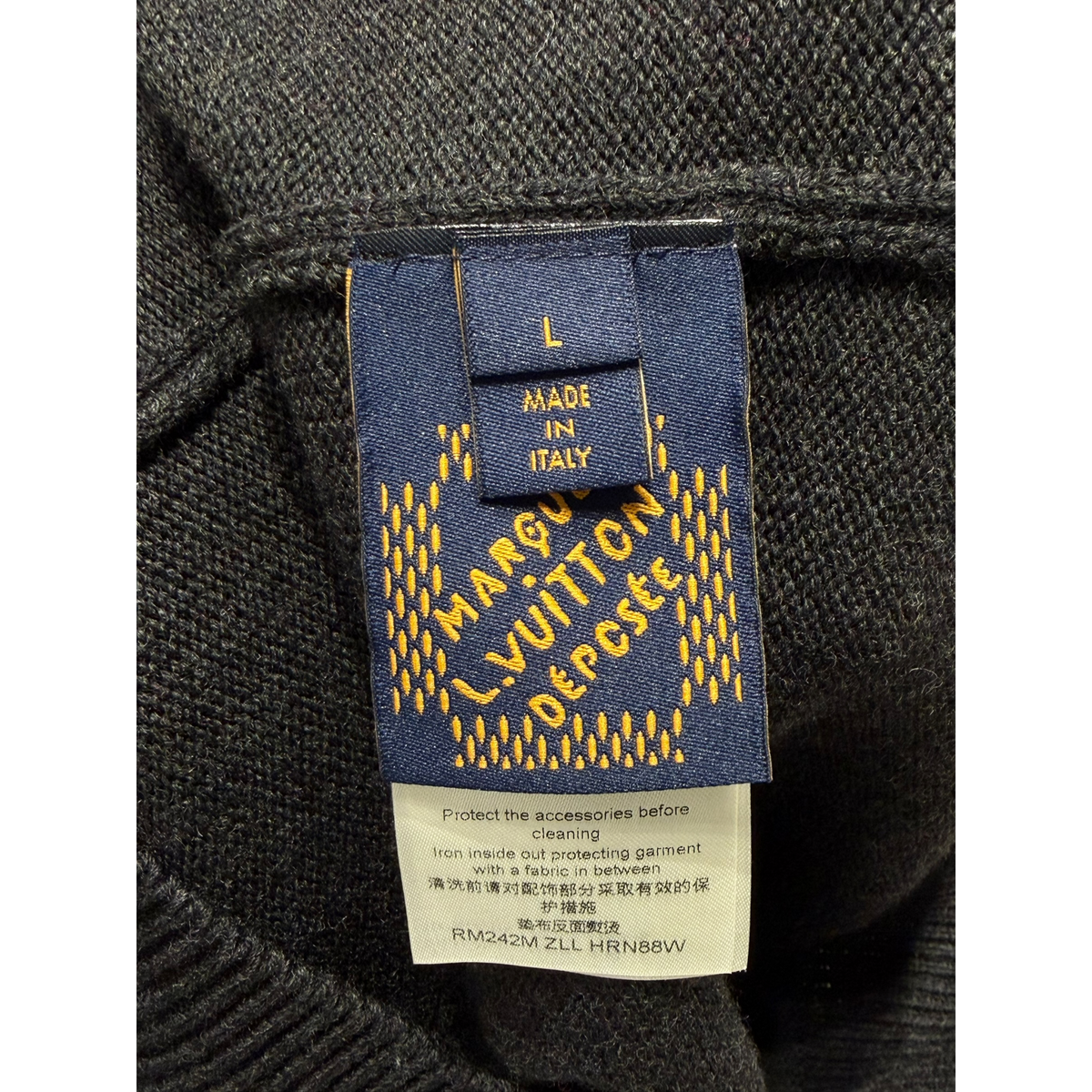 Embellished Long Sleeved Merino Wool Crew Neck Dark Grey