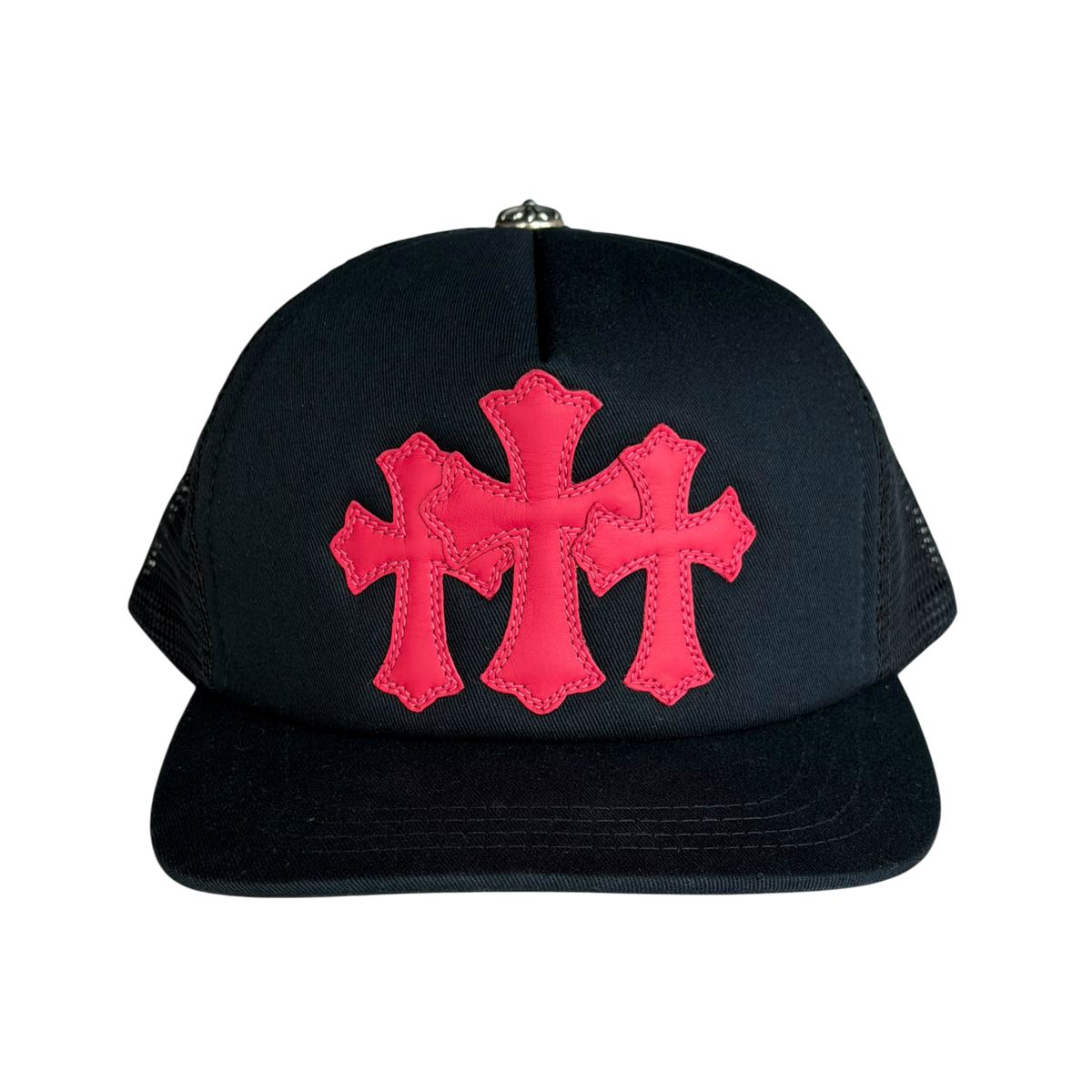 Red Triple Cross Patch Trucker Cap