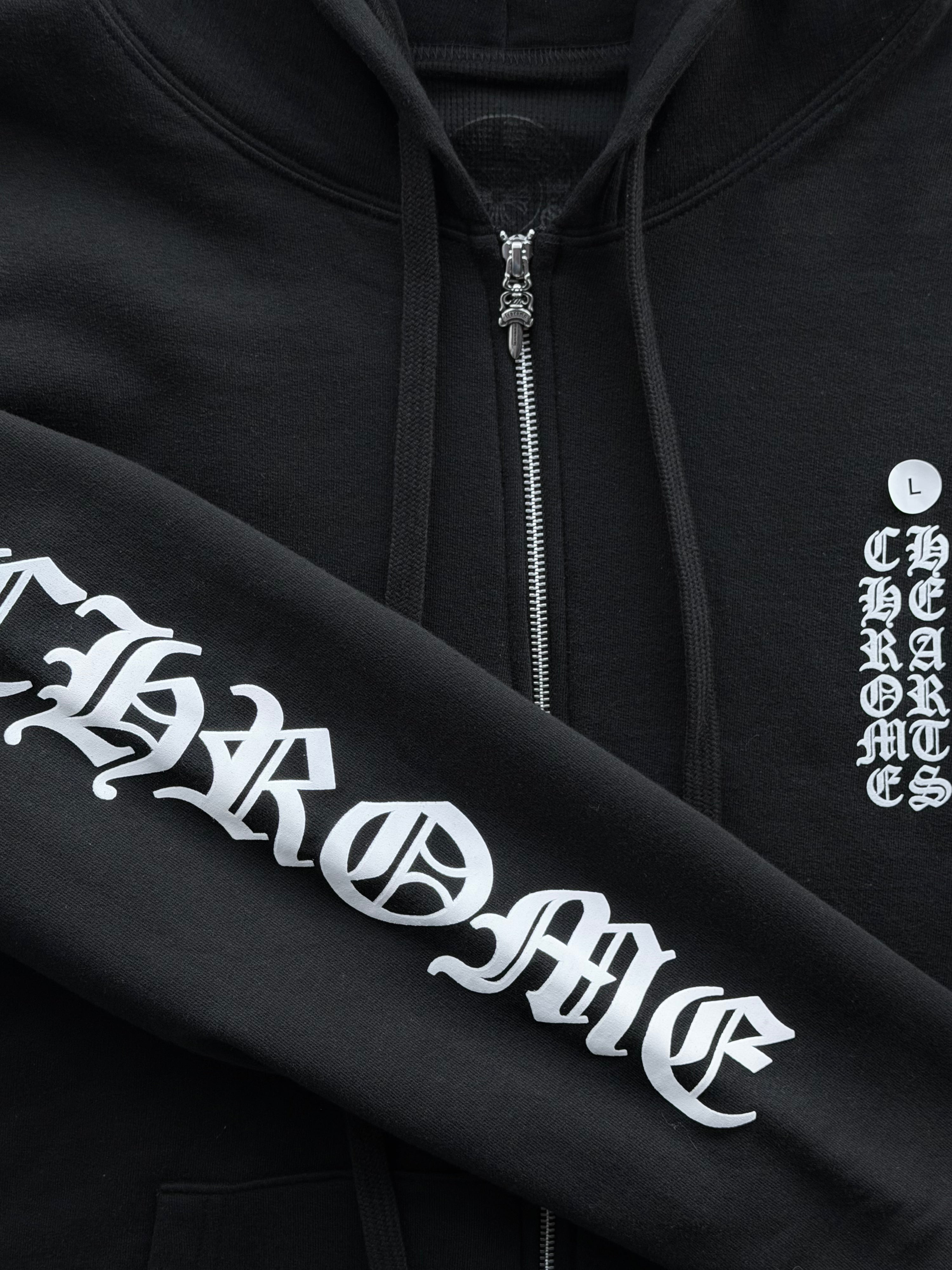Vertical Logo Thermal Lined Zip-Up Hoodie Black