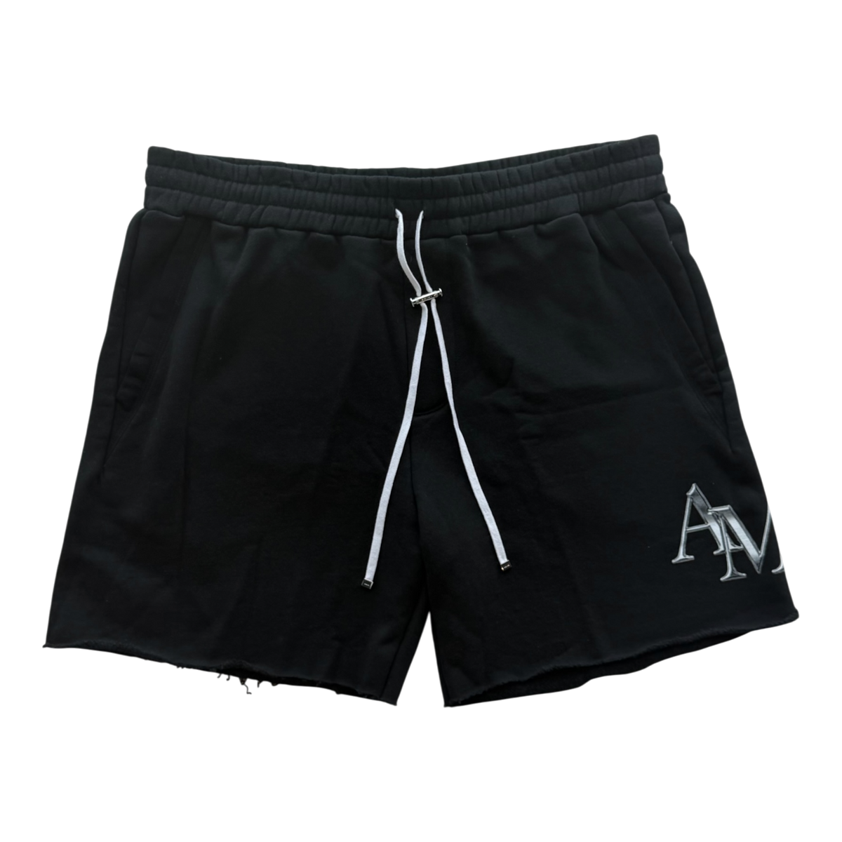 Black & Chrome Logo Staggered Shorts
