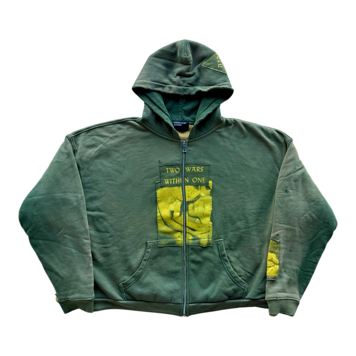Two Wars Within One Thermal Assemblage Zip Hoodie Gardener Green