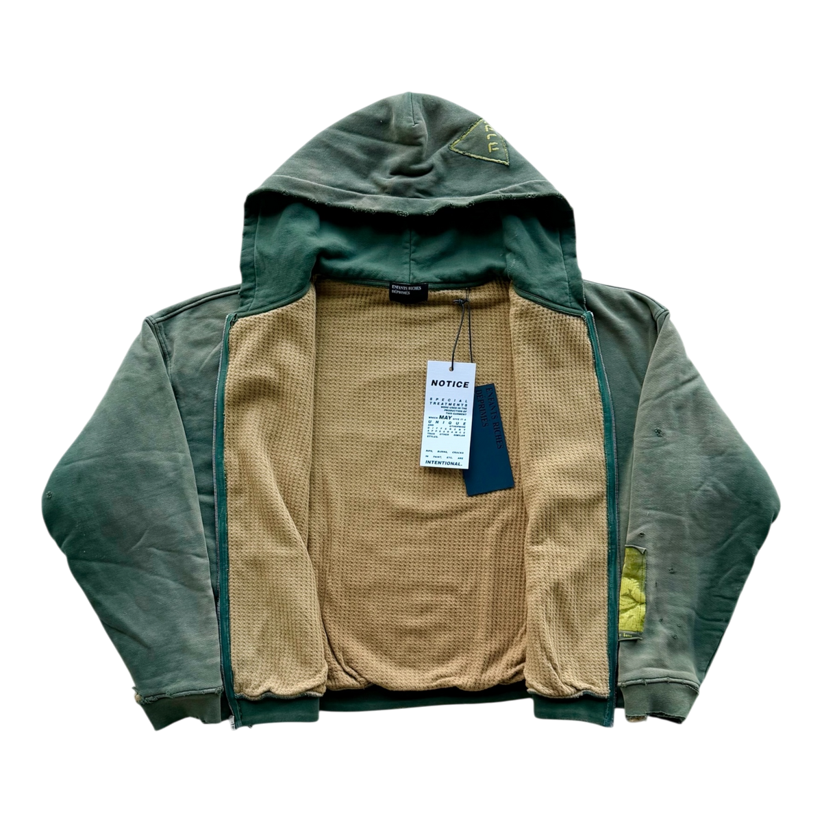 Two Wars Within One Thermal Assemblage Zip Hoodie Gardener Green