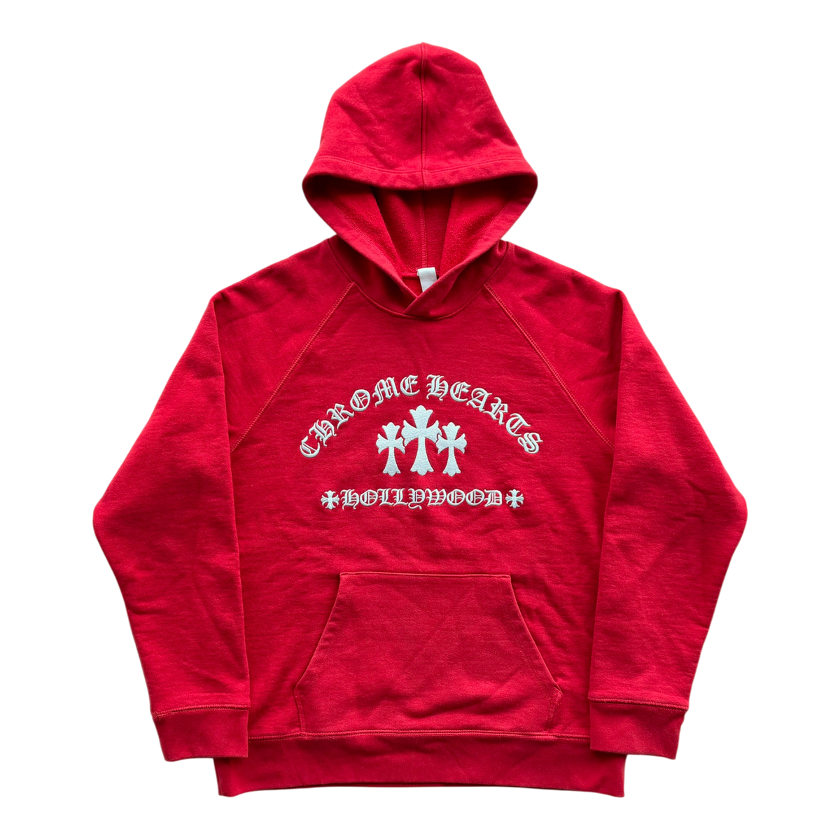 Embroidered Triple Cross Hoodie Red