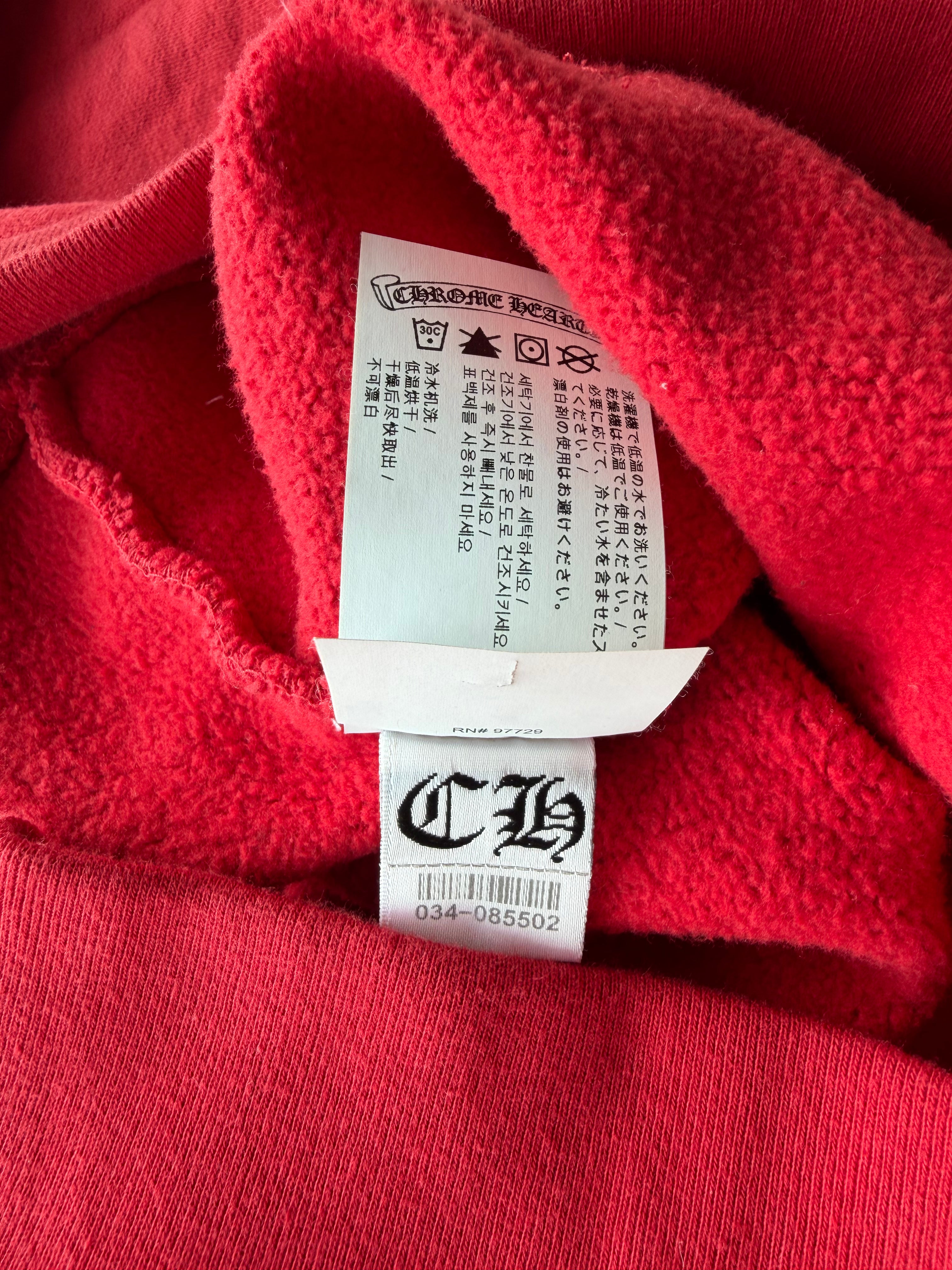 Embroidered Triple Cross Hoodie Red