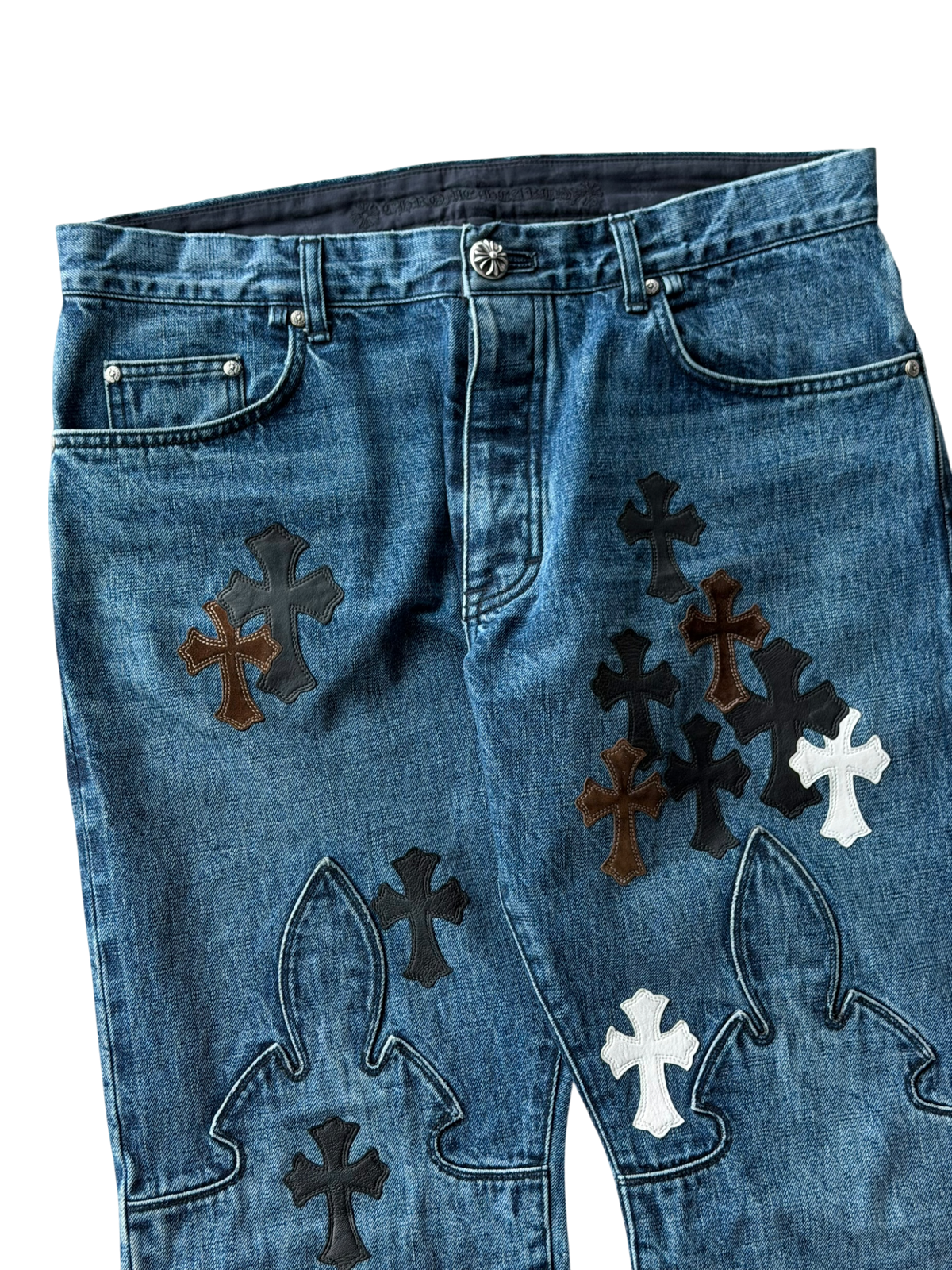 Fleur Knee Multi Cross Patch Denim Jeans