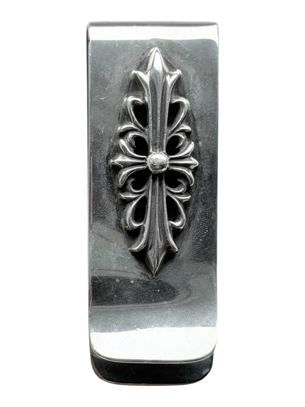 XXL Silver Floral Cross Money Clip