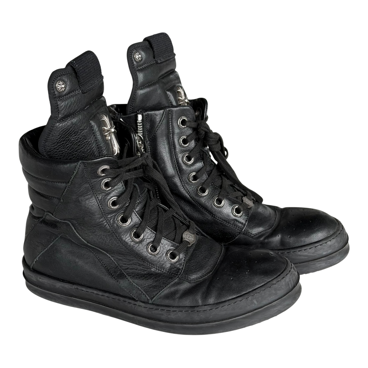 Rick Owens Black Cross Geobaskets Triple Black